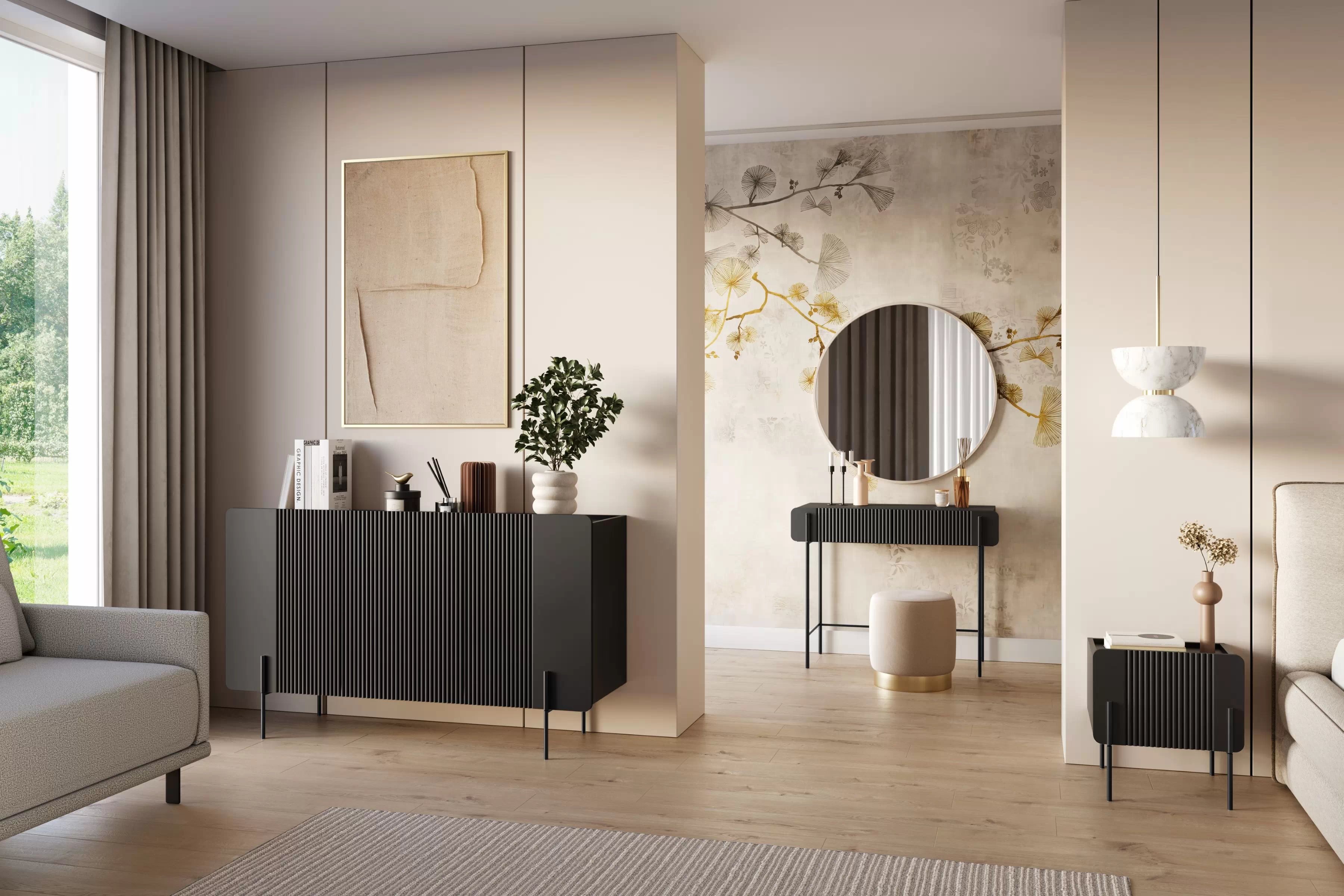 Komoda Malmi 150 cm - černý mat / černé nožky Komoda Malmi 150 cm - černá mat / černá nozki