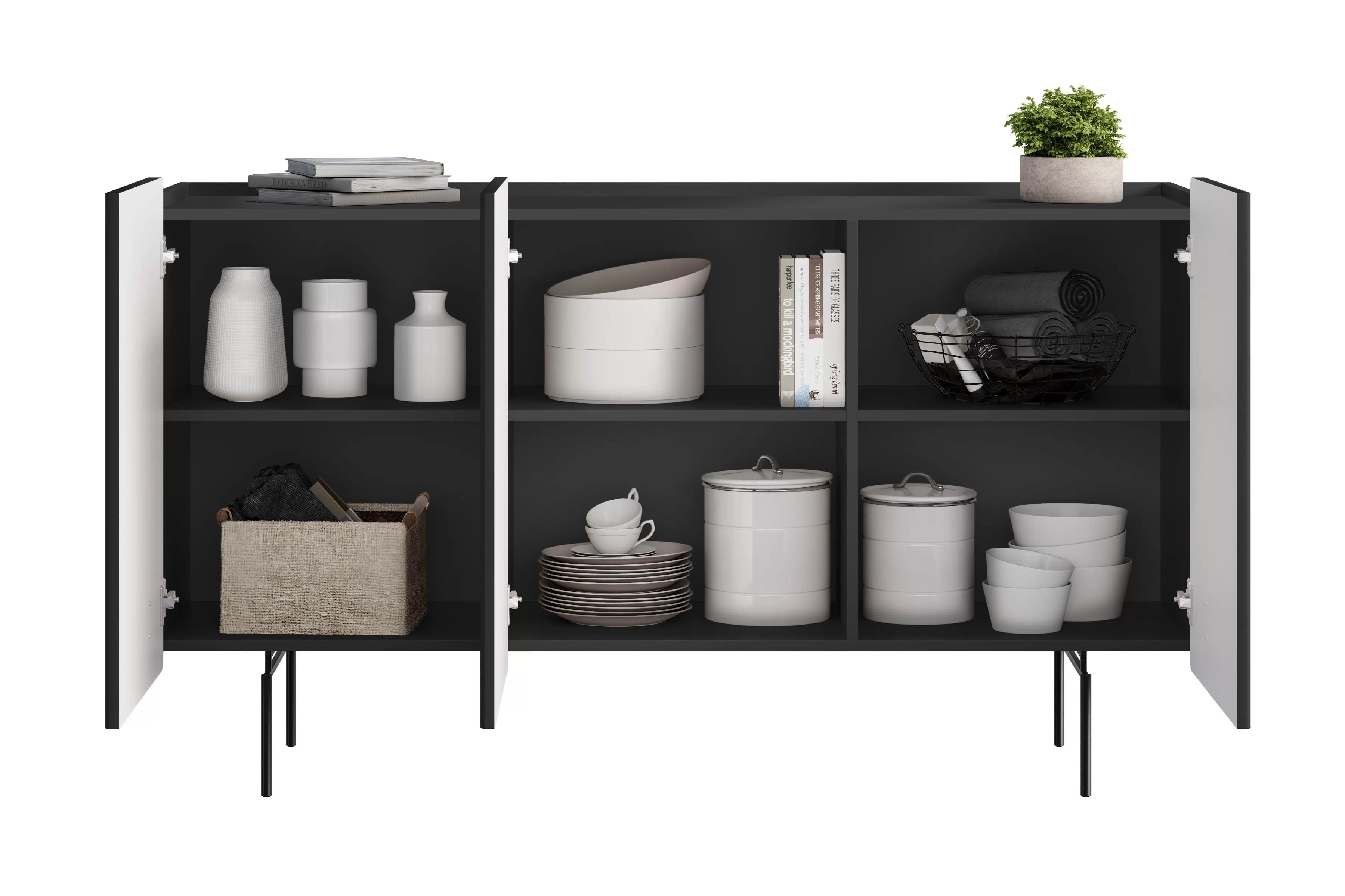 Komoda Malmi 150 cm - černý mat / černé nožky Komoda Malmi 150 cm - černá mat / černá nozki