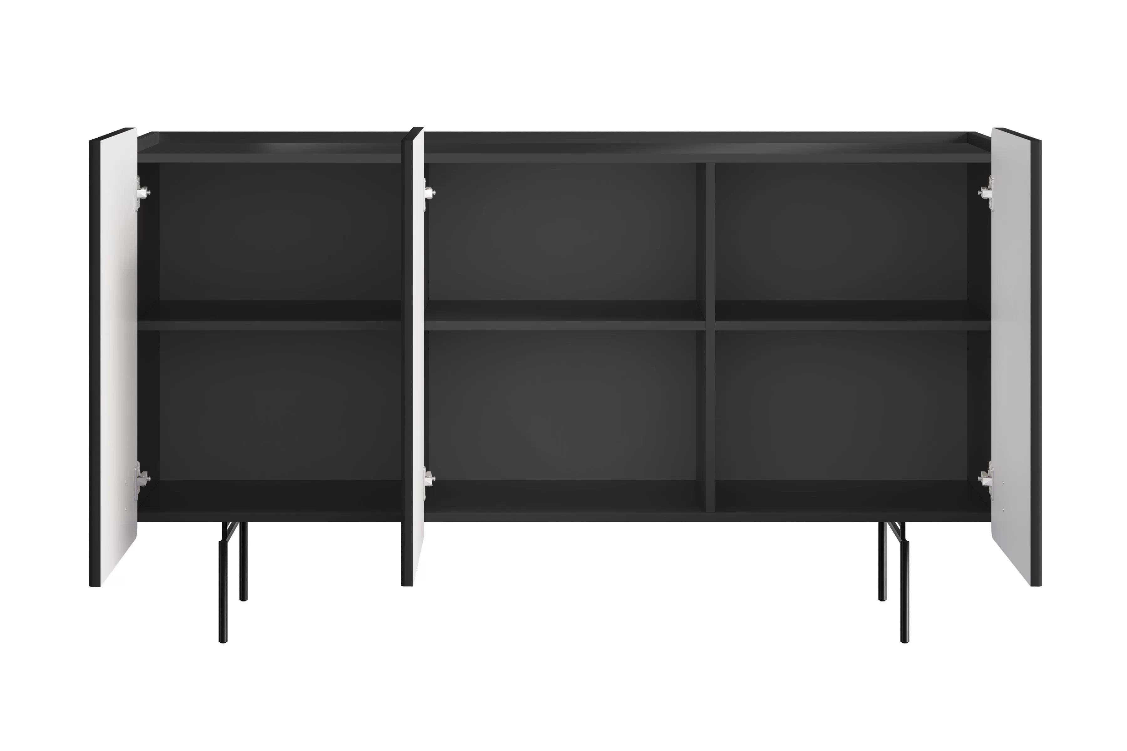 Komoda Malmi 150 cm - černý mat / černé nožky Komoda Malmi 150 cm - černá mat / černá nozki