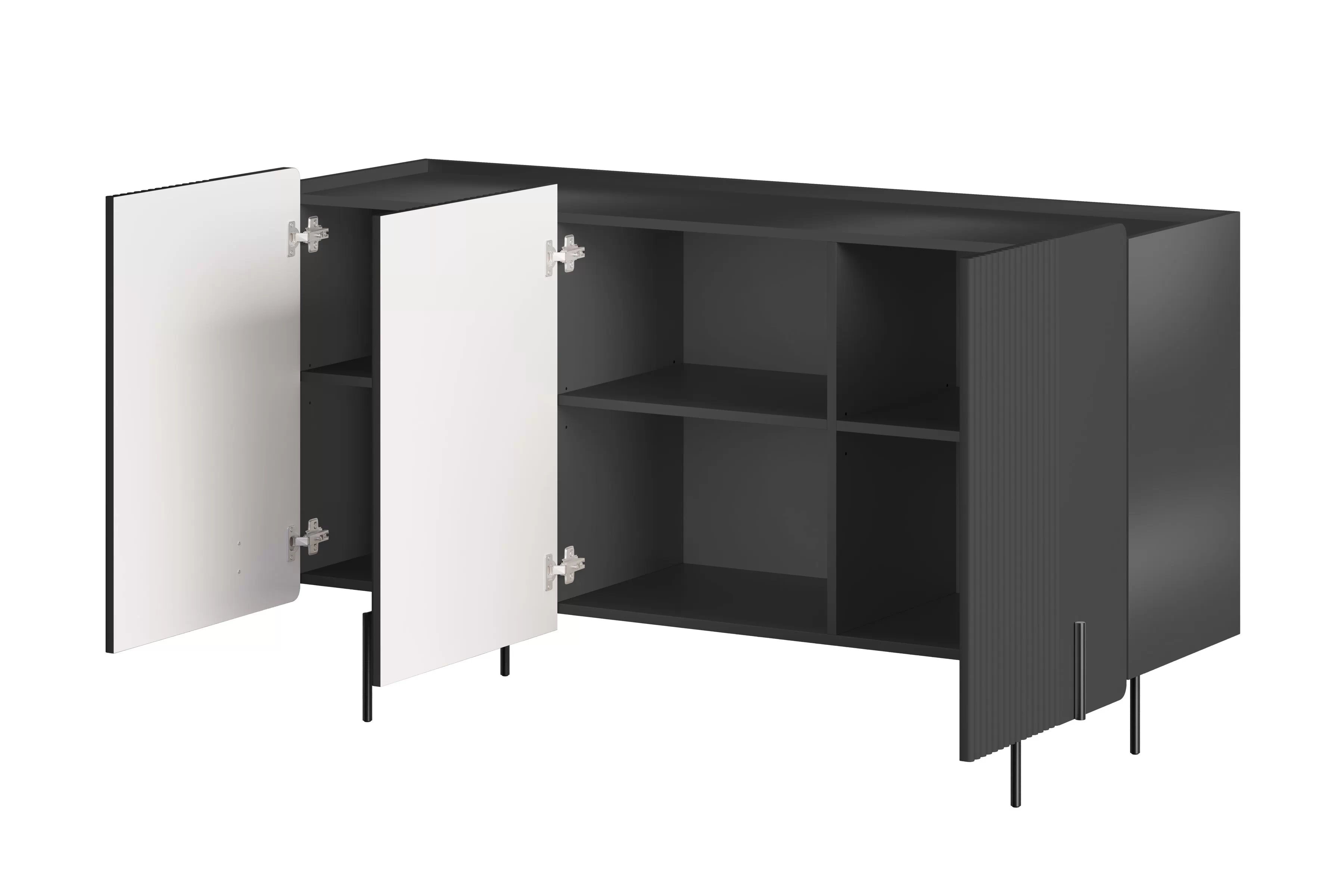 Komoda Malmi 150 cm - černý mat / černé nožky Komoda Malmi 150 cm - černá mat / černá nozki