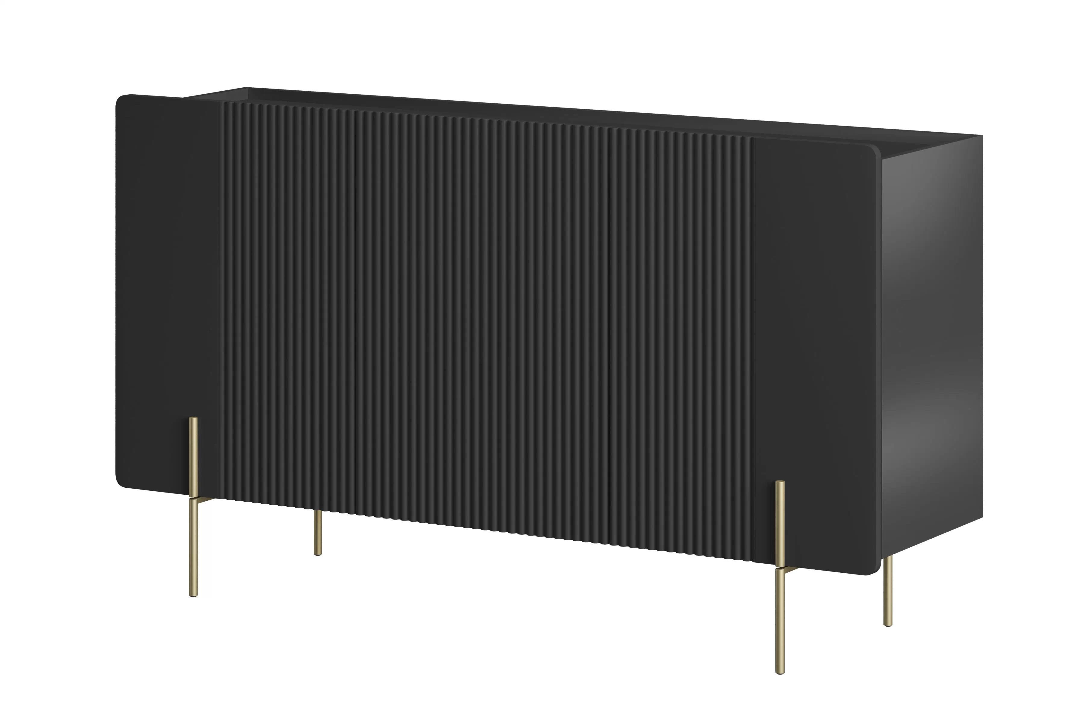 Komoda Malmi 150 cm - černý mat / zlaté nožky Komoda Malmi 150 cm - černá mat / zlote nozki