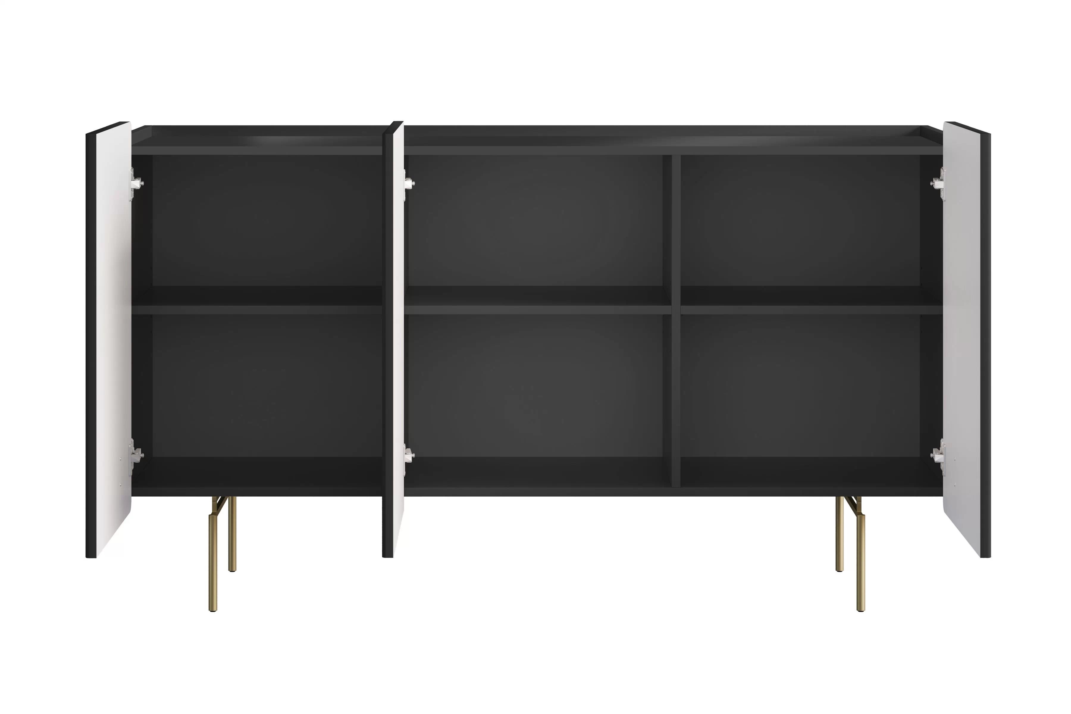 Komoda Malmi 150 cm - černý mat / zlaté nožky Komoda Malmi 150 cm - černá mat / zlote nozki