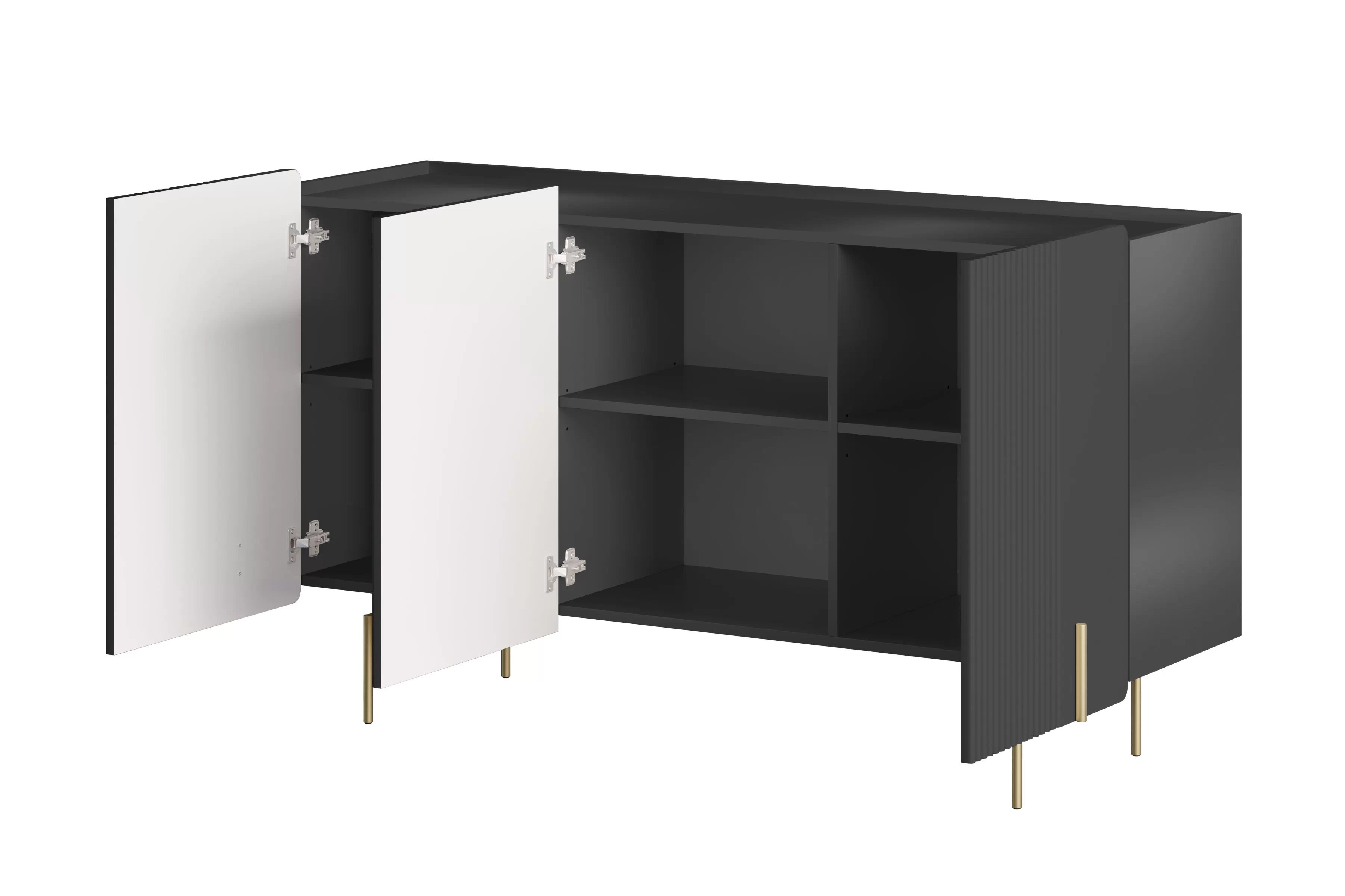 Komoda Malmi 150 cm - černý mat / zlaté nožky Komoda Malmi 150 cm - černá mat / zlote nozki