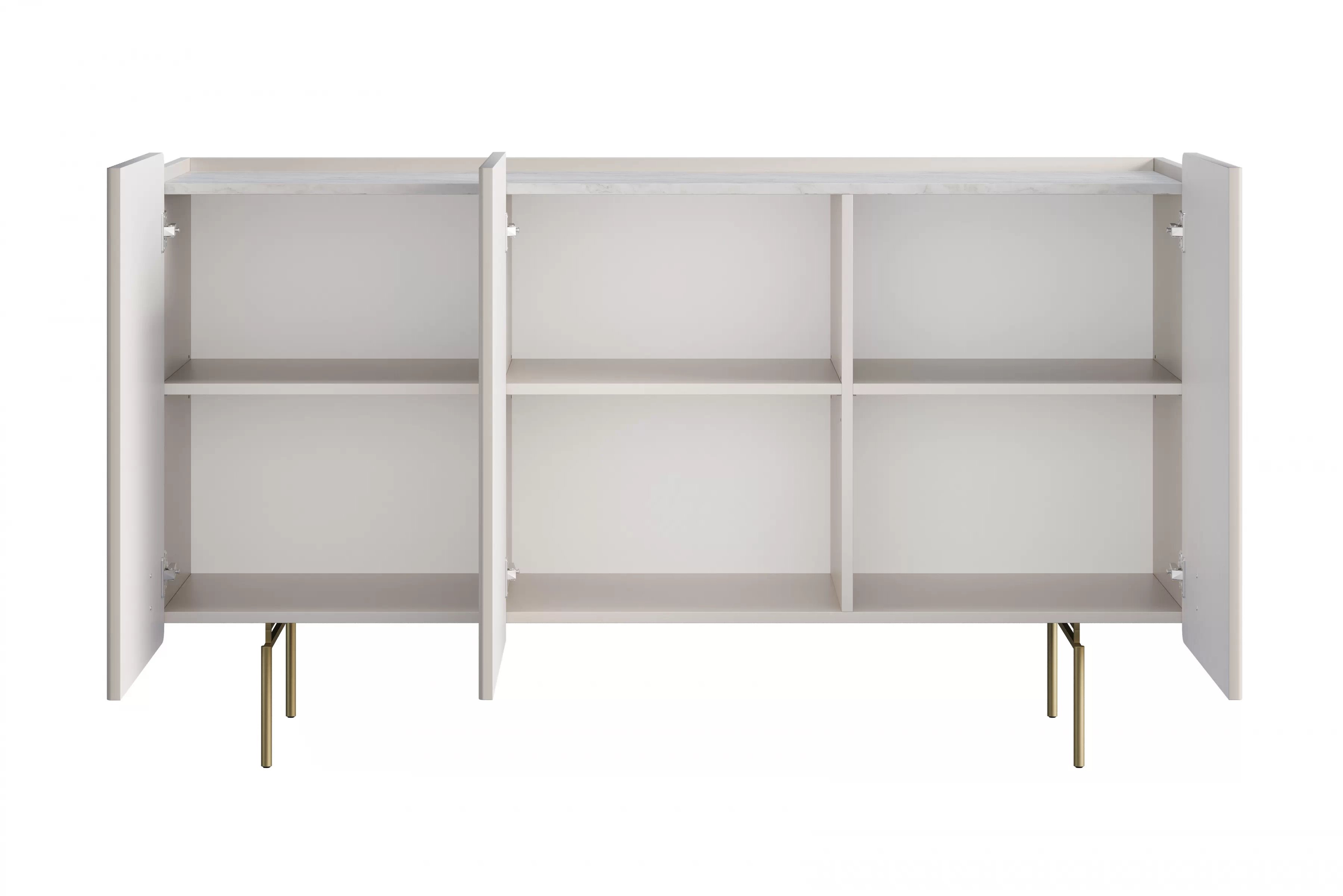 Komoda Malmi 150 cm - kašmírová / crema bianca / zlaté nožky Komoda Malmi 150 cm - kašmír / crema bianca / zlote nozki