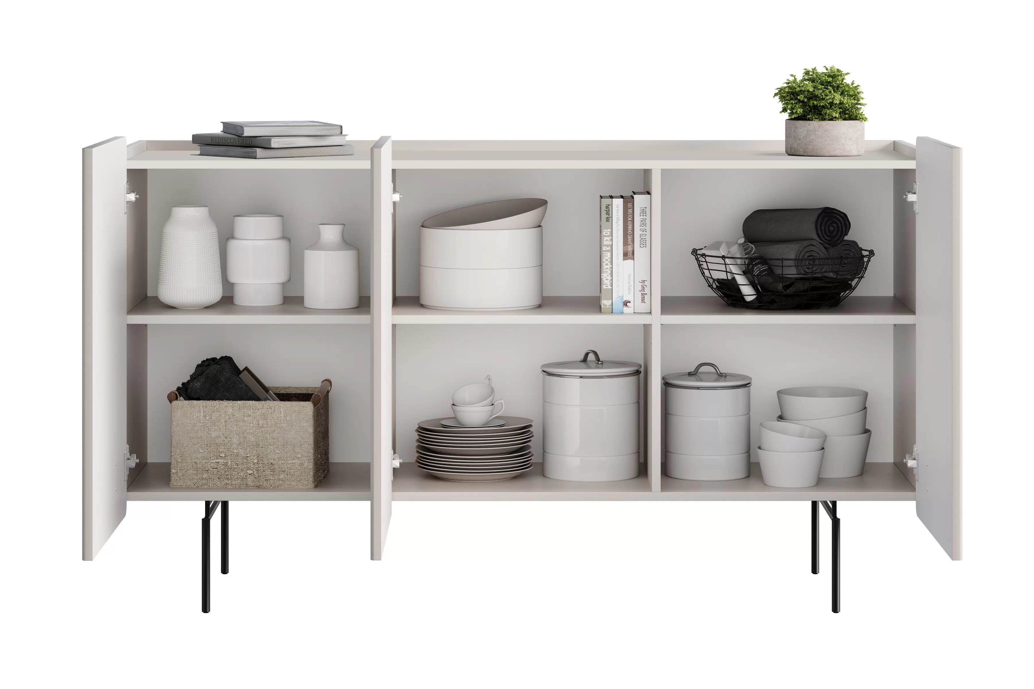 Komoda Malmi 150 cm - kašmírová / černé nožky Komoda Malmi 150 cm - kašmír / černá nozki