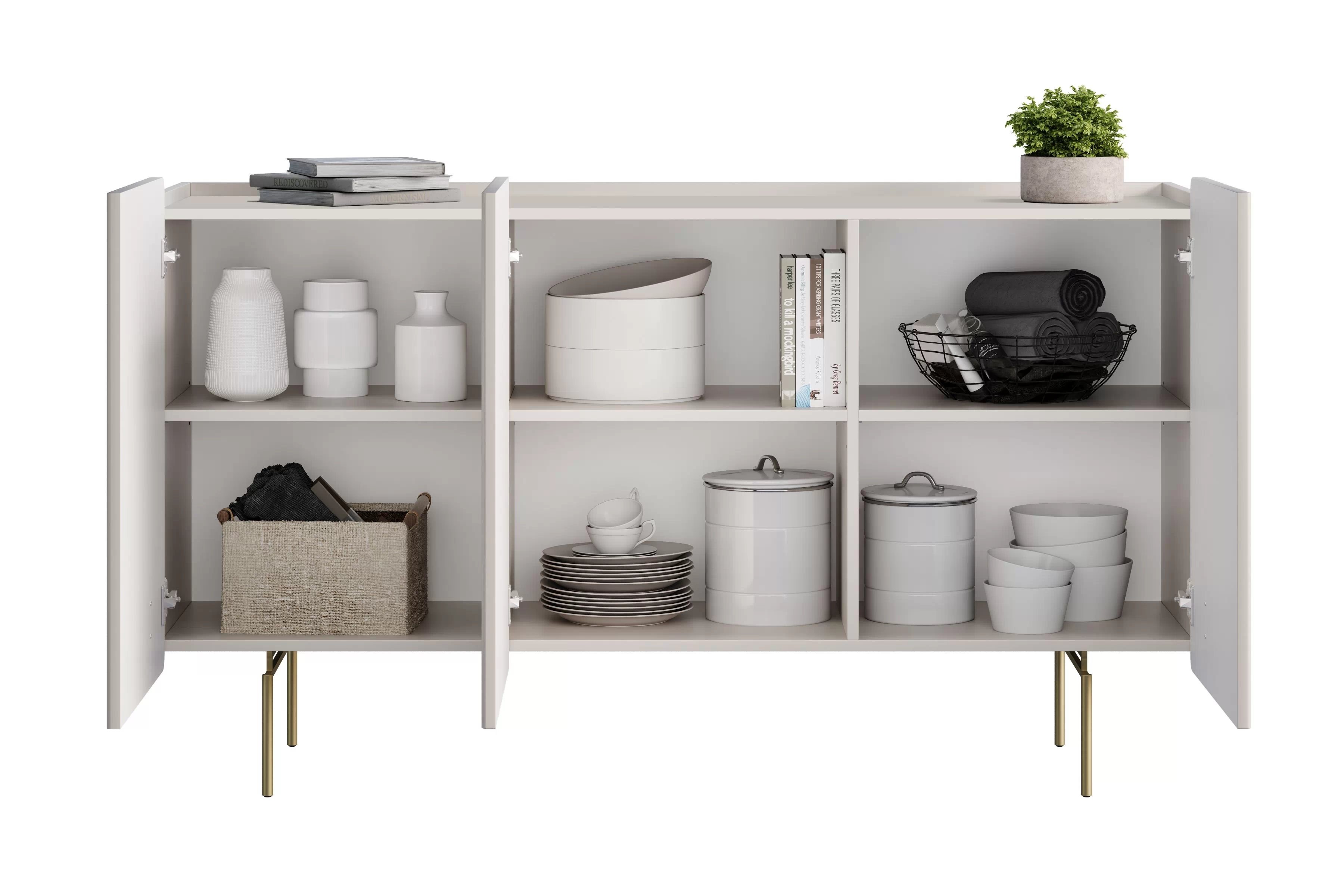 Komoda Malmi 150 cm - kašmírová / zlaté nožky Komoda Malmi 150 cm - kašmír / zlote nozki