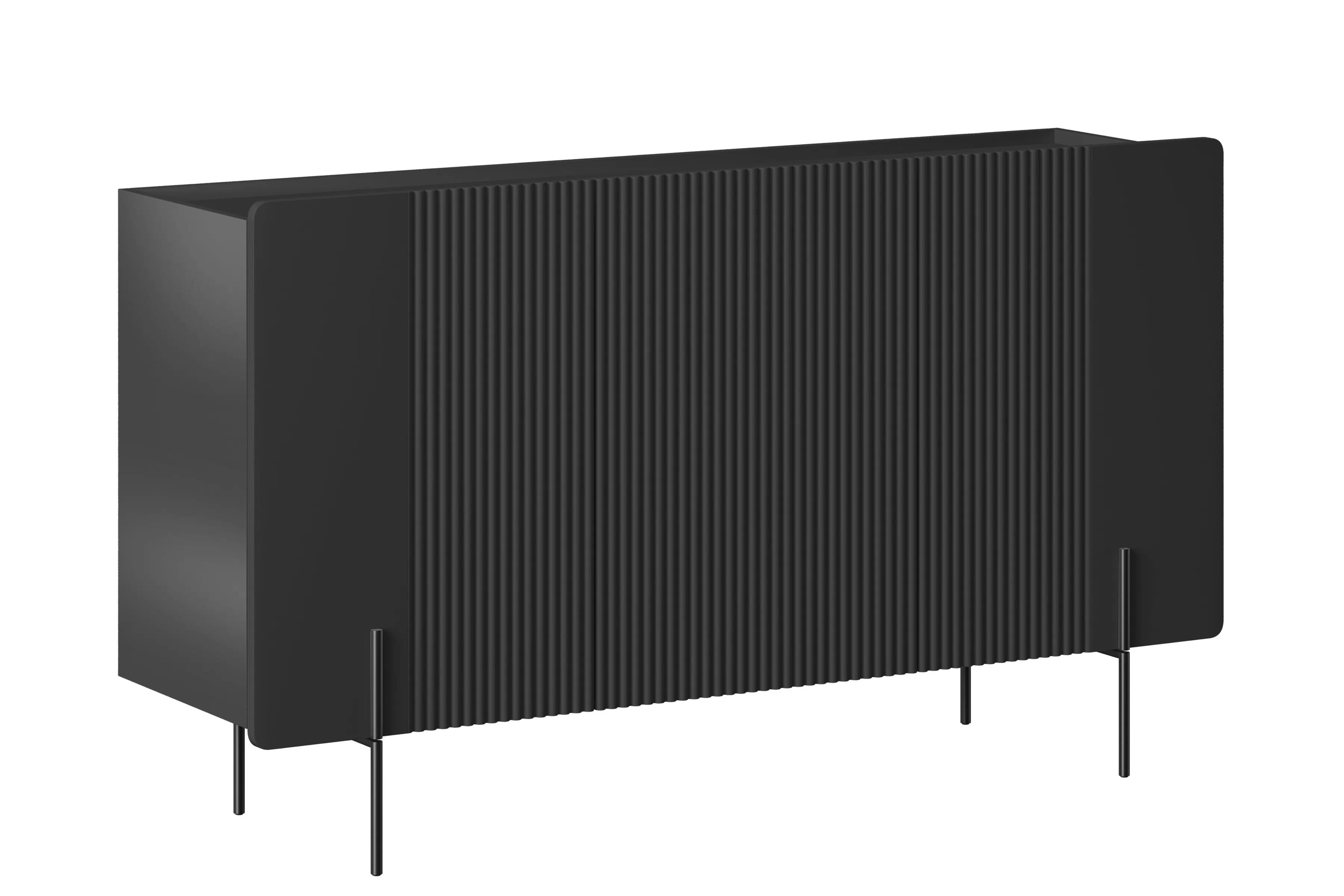 Komoda Malmi 150 cm třídveřová - černý mat / černé nohy Komoda Malmi 150 cm třídveřová - černá mat / černá nozki