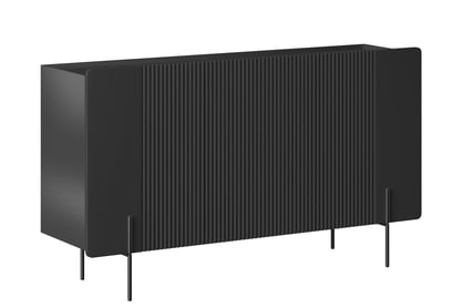 Komoda Malmi 150 cm třídveřová - černý mat / černé nohy