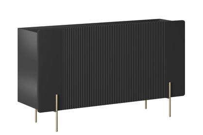 Komoda Malmi 150 cm trojdverová - čierny mat / zlaté nohy