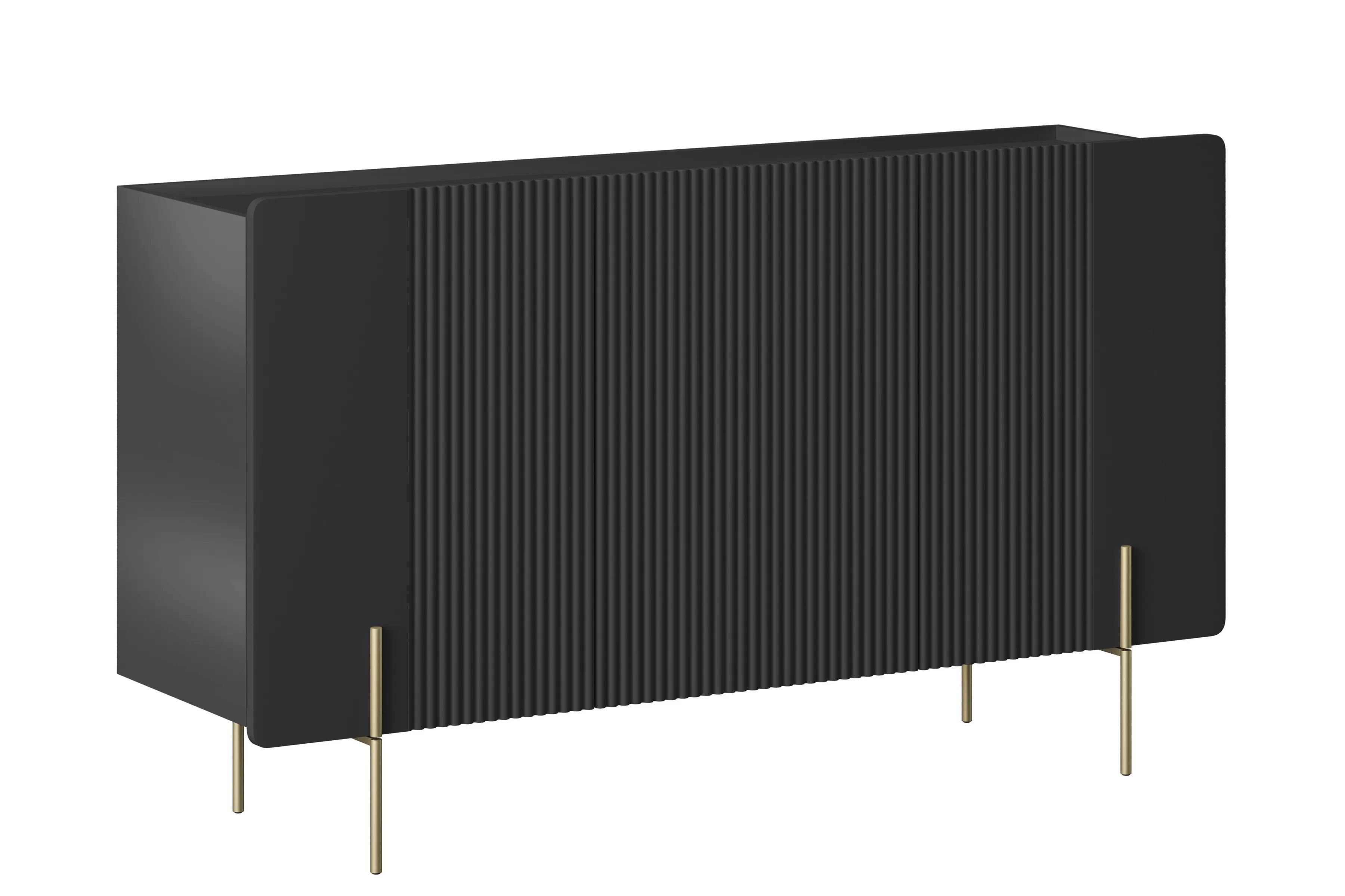 Komoda Malmi 150 cm třídveřová - černý mat / zlaté nohy Komoda Malmi 150 cm třídveřová - černá mat / zlote nozki
