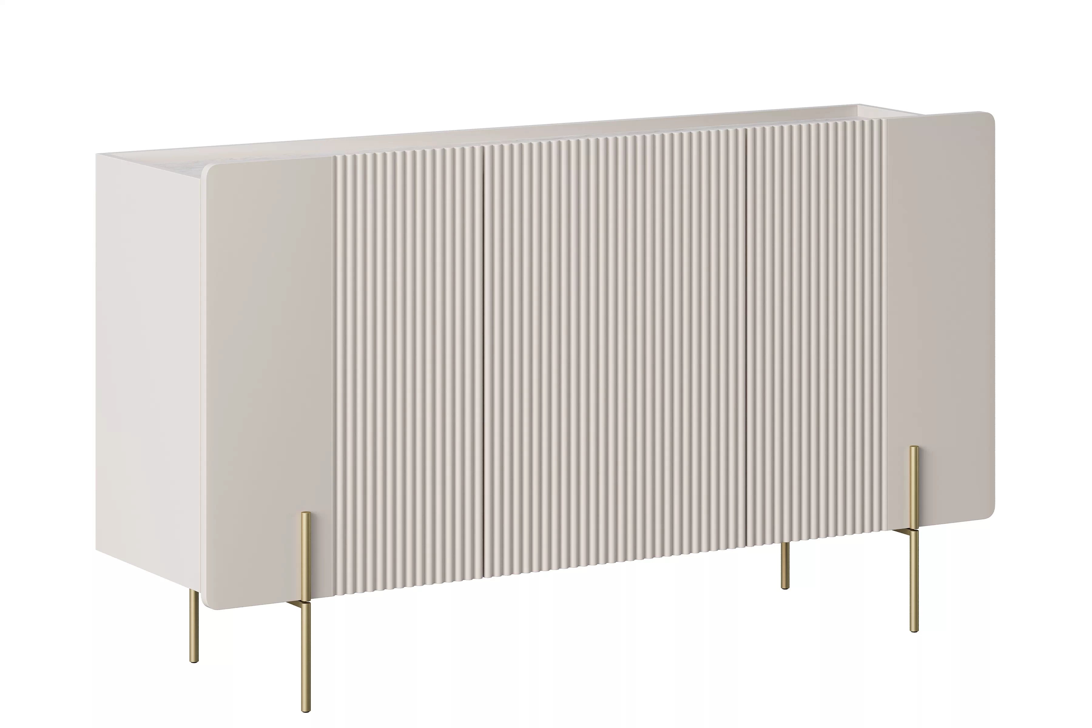 Komoda Malmi 150 cm třídveřová - kašmír / crema bianca / zlaté nohy Komoda Malmi 150 cm třídveřová - kašmír / crema bianca / zlote nozki