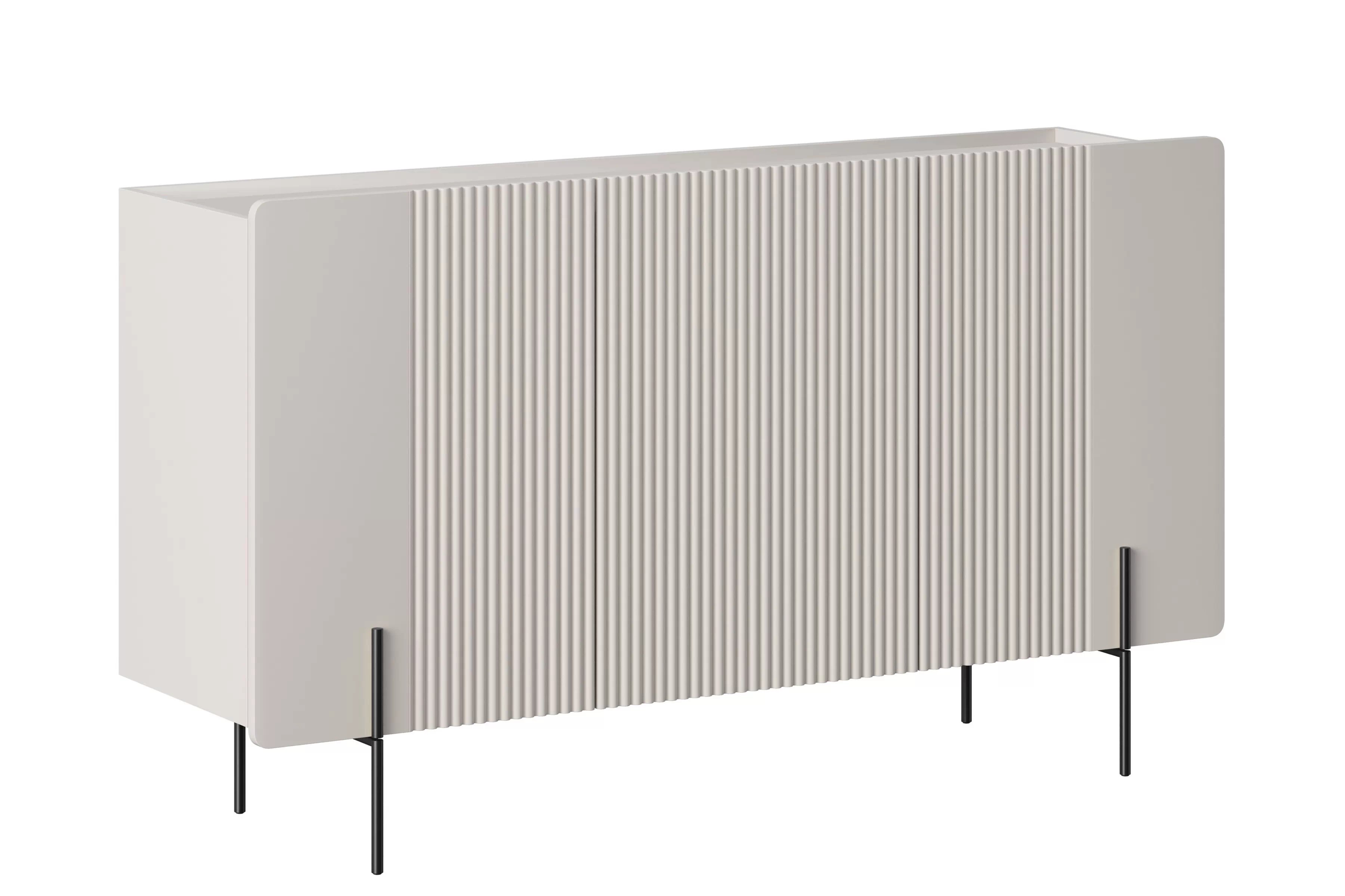 Komoda Malmi 150 cm třídveřová - kašmír / černé nohy Komoda Malmi 150 cm třídveřová - kašmír / černá nozki