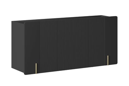 Závěsná komoda Malmi 150 cm třídveřová - černý mat / zlatá