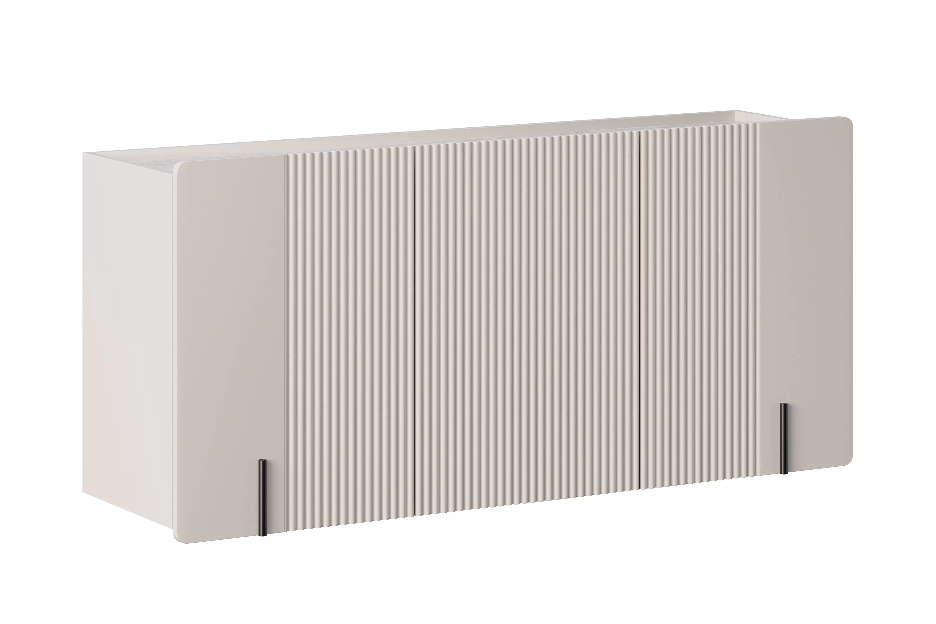 Závěsná komoda Malmi 150 cm třídveřová - kašmír / crema bianca / černá Komoda Malmi 150 cm třídveřová závěsná - kašmír / crema bianca / černá