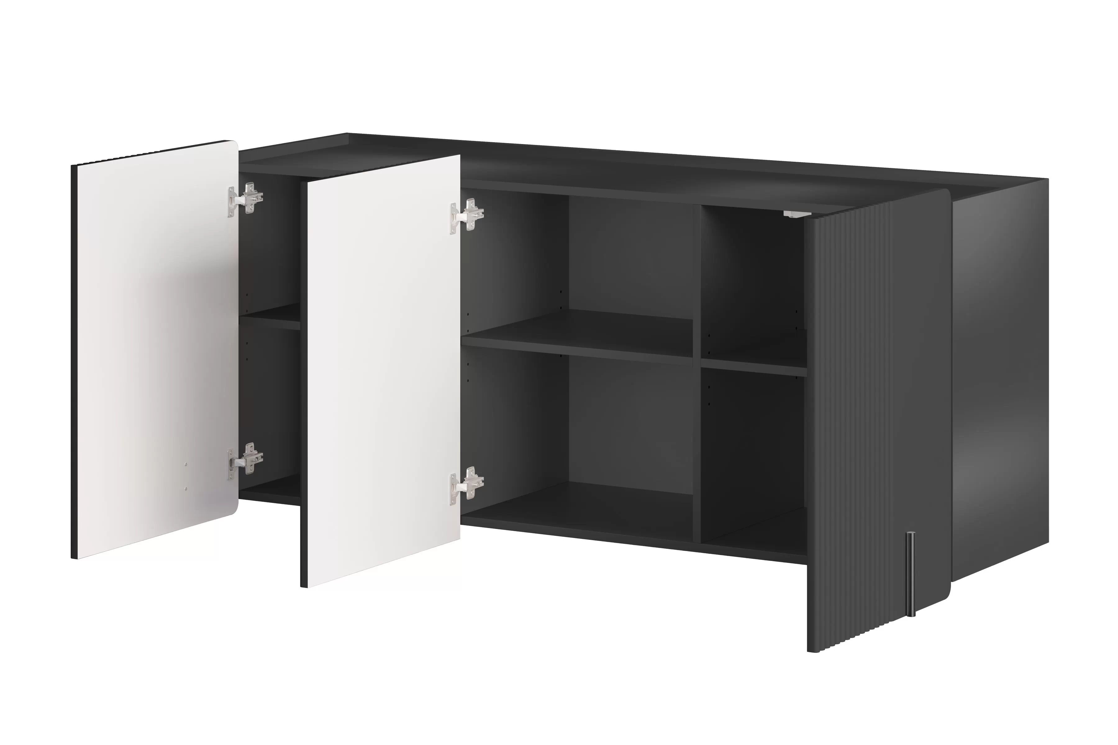 Závěsná komoda Malmi 150 cm - černý mat / černá Komoda Malmi 150 cm závěsná - černá mat / černá