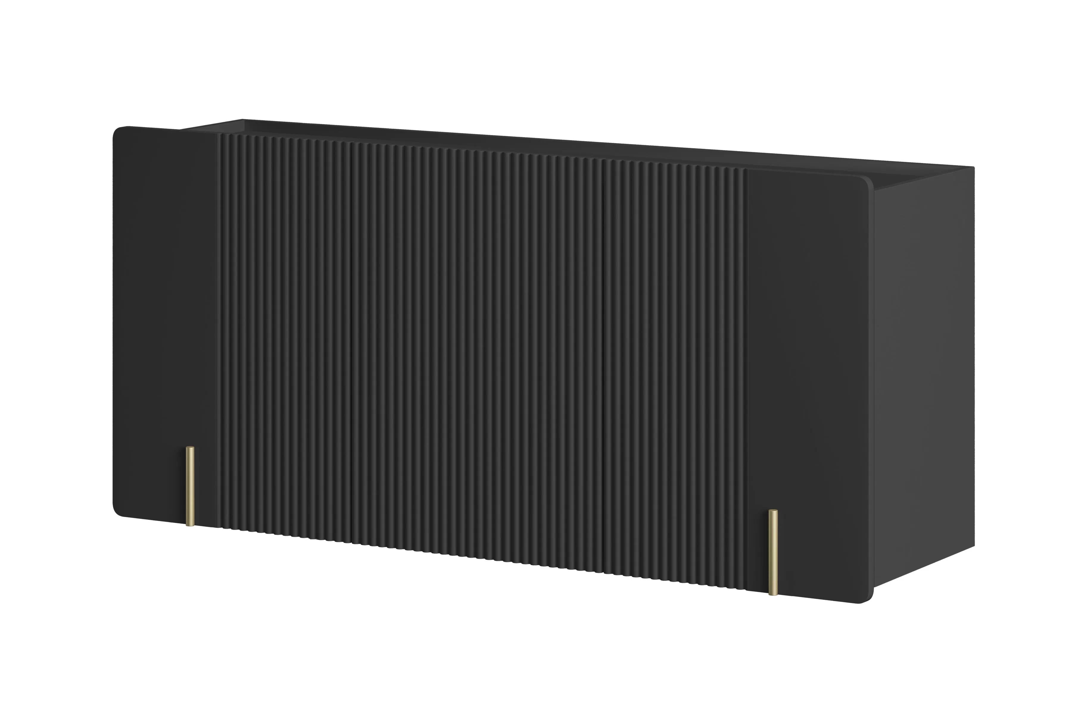 Závěsná komoda Malmi 150 cm - černý mat / zlatá Komoda Malmi 150 cm závěsná - černá mat / zlatá