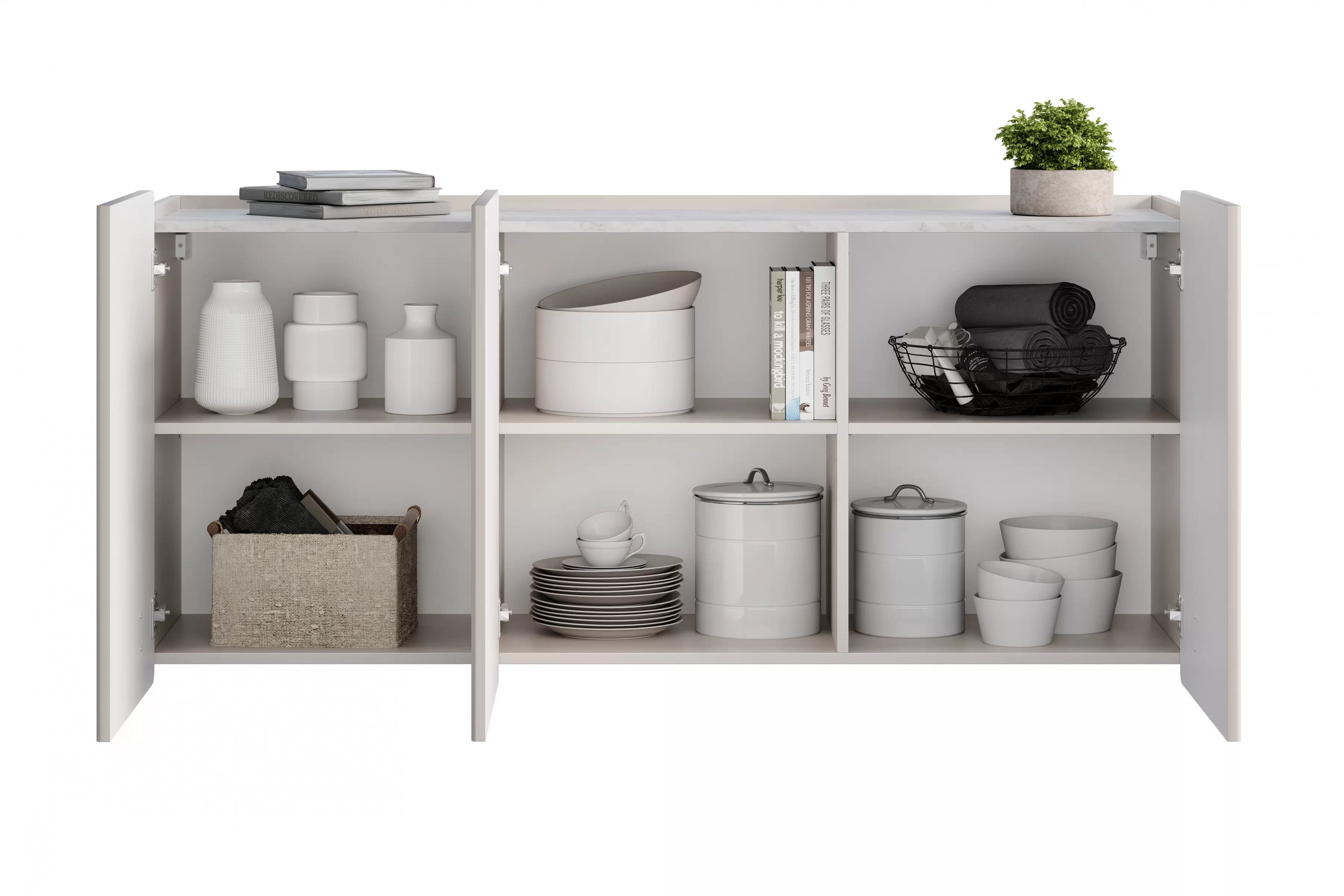 Závěsná komoda Malmi 150 cm - kašmír / crema bianca / zlatá Komoda Malmi 150 cm závěsná - kašmír / crema bianca / zlatá