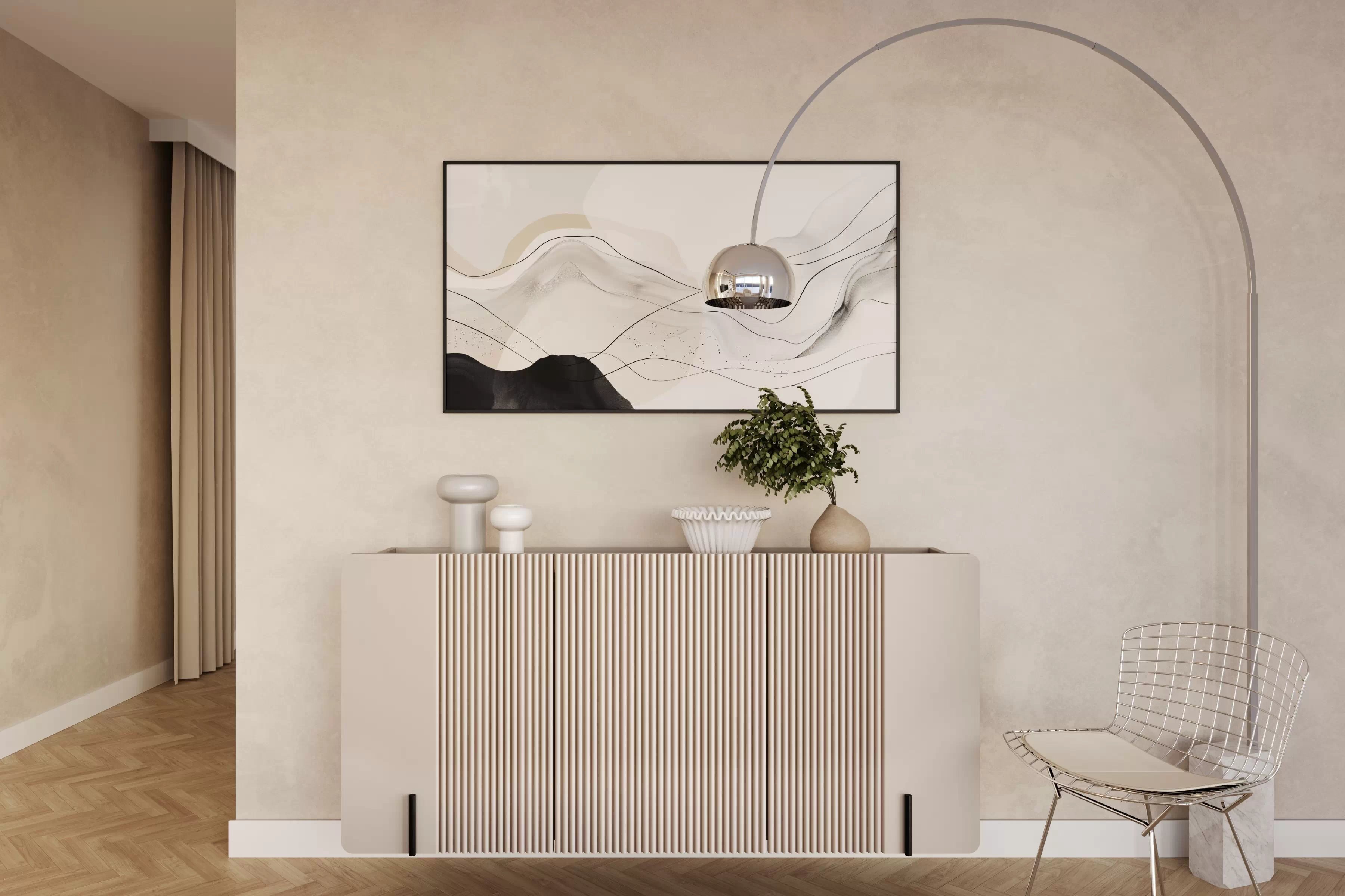 Závesná komoda Malmi 150 cm - kašmírová / čierna Komoda Malmi 150 cm závesná - kašmír / Čierny