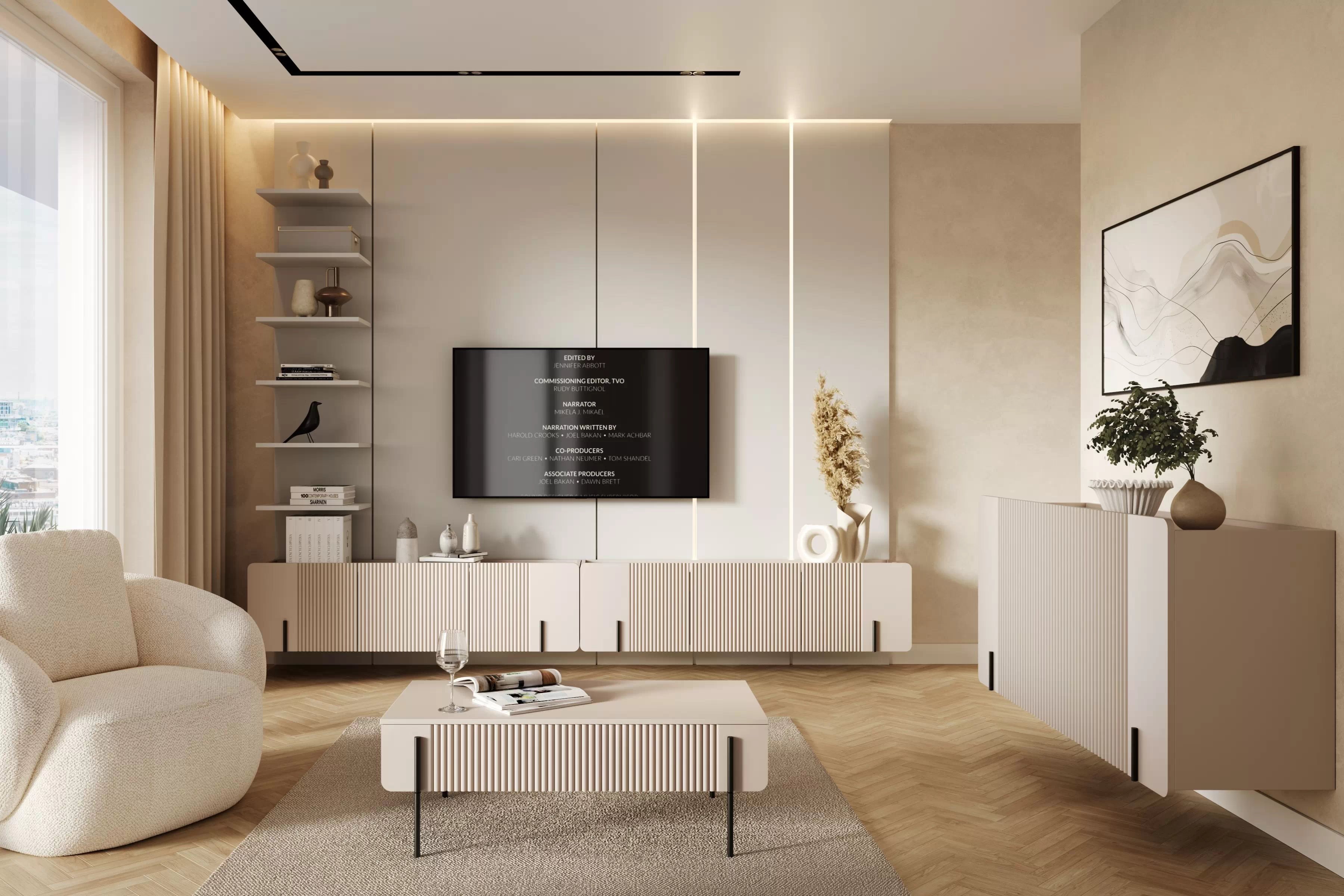 Závesná komoda Malmi 150 cm - kašmírová / čierna Komoda Malmi 150 cm závesná - kašmír / Čierny