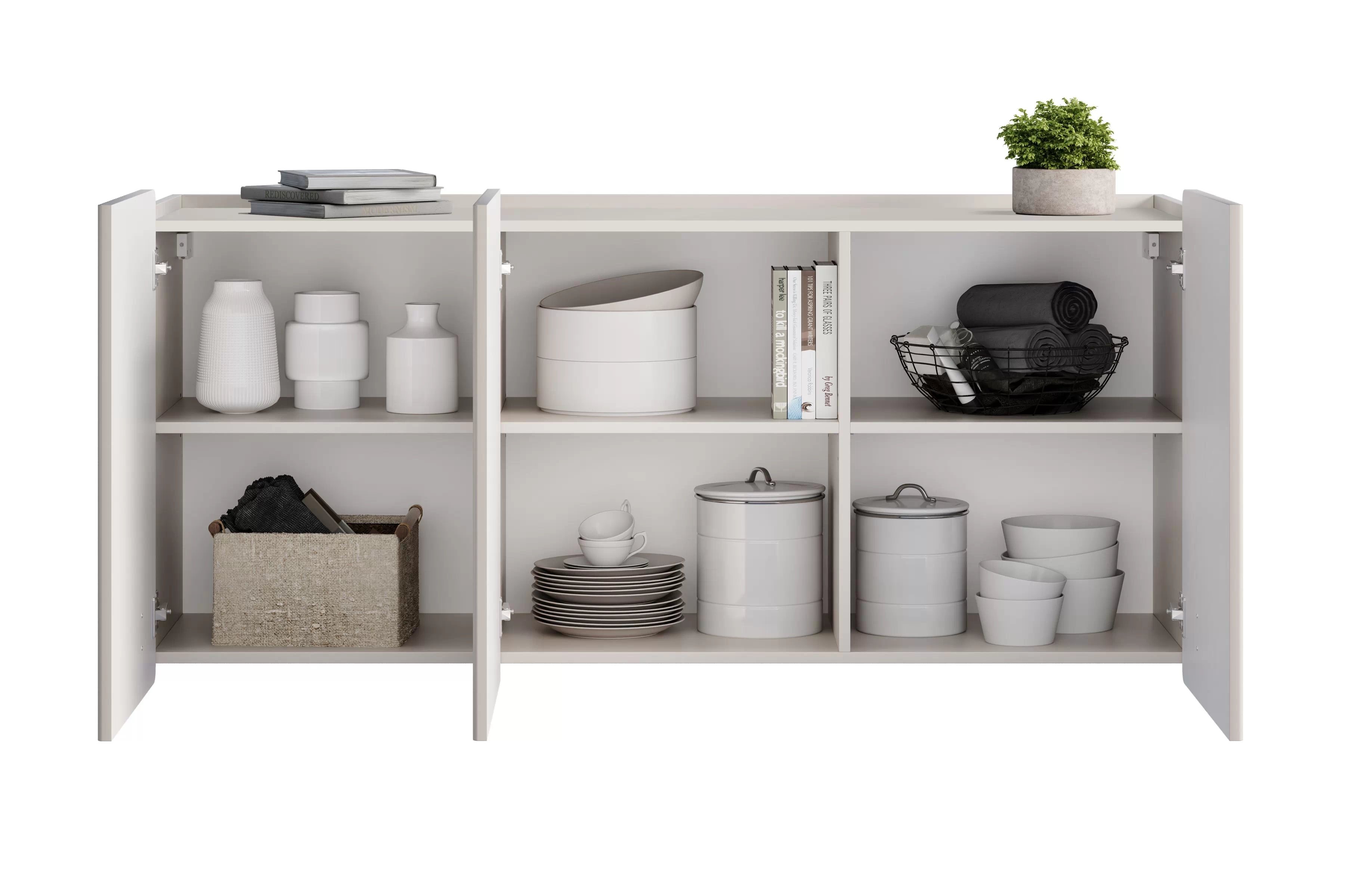 Závesná komoda Malmi 150 cm - kašmírová / čierna Komoda Malmi 150 cm závesná - kašmír / Čierny