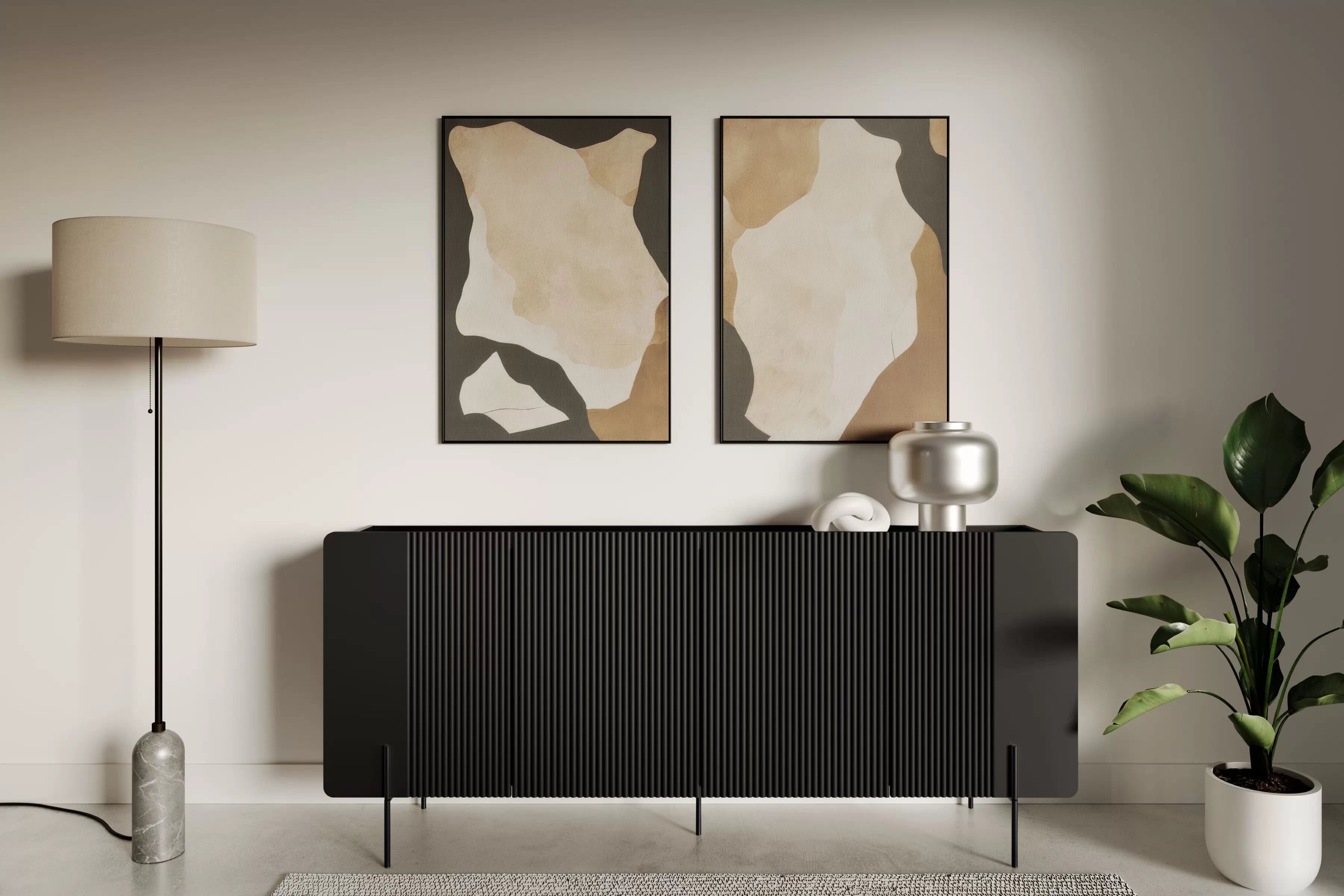 Komoda Malmi 200 cm - čierny mat / čierna Komoda Malmi 200 cm - Čierny mat / čierny nozki