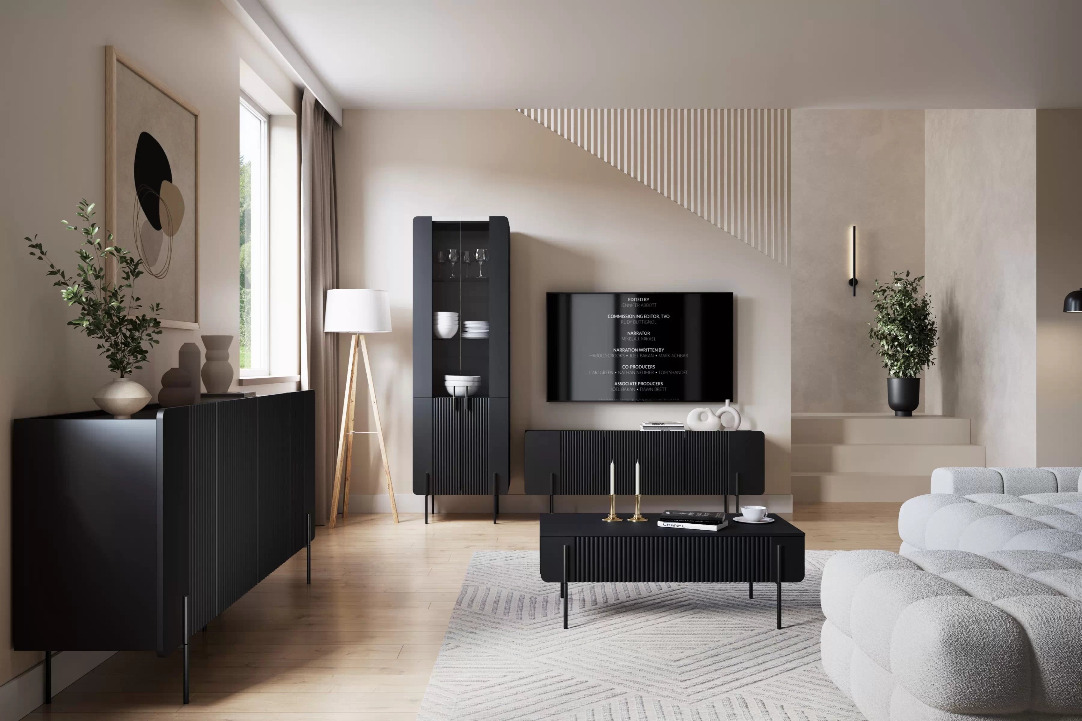 Komoda Malmi 200 cm - čierny mat / čierna Komoda Malmi 200 cm - Čierny mat / čierny nozki