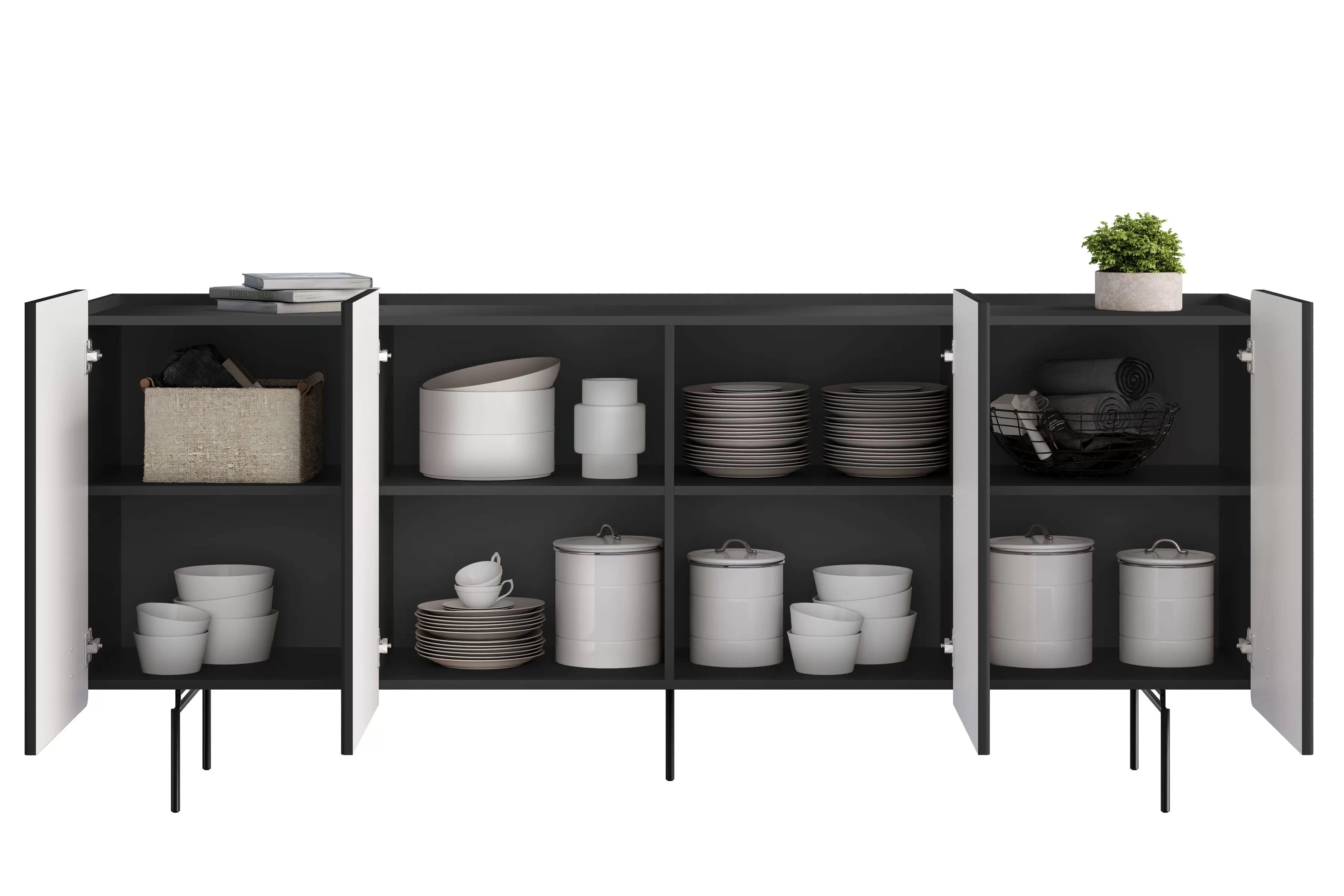 Komoda Malmi 200 cm - čierny mat / čierna Komoda Malmi 200 cm - Čierny mat / čierny nozki