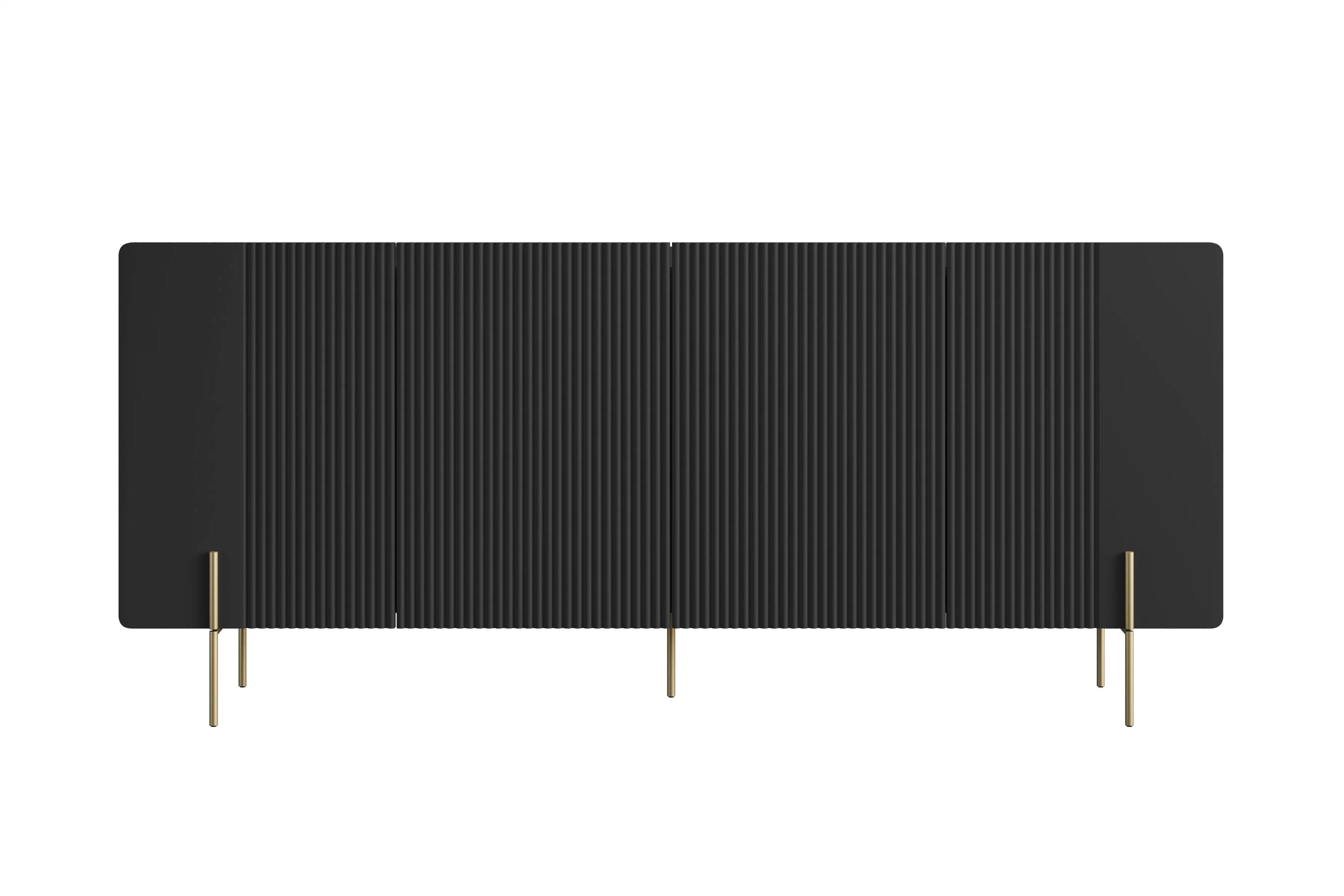 Komoda Malmi 200 cm - černý mat / zlaté nožky Komoda Malmi 200 cm - černá mat / zlote nozki