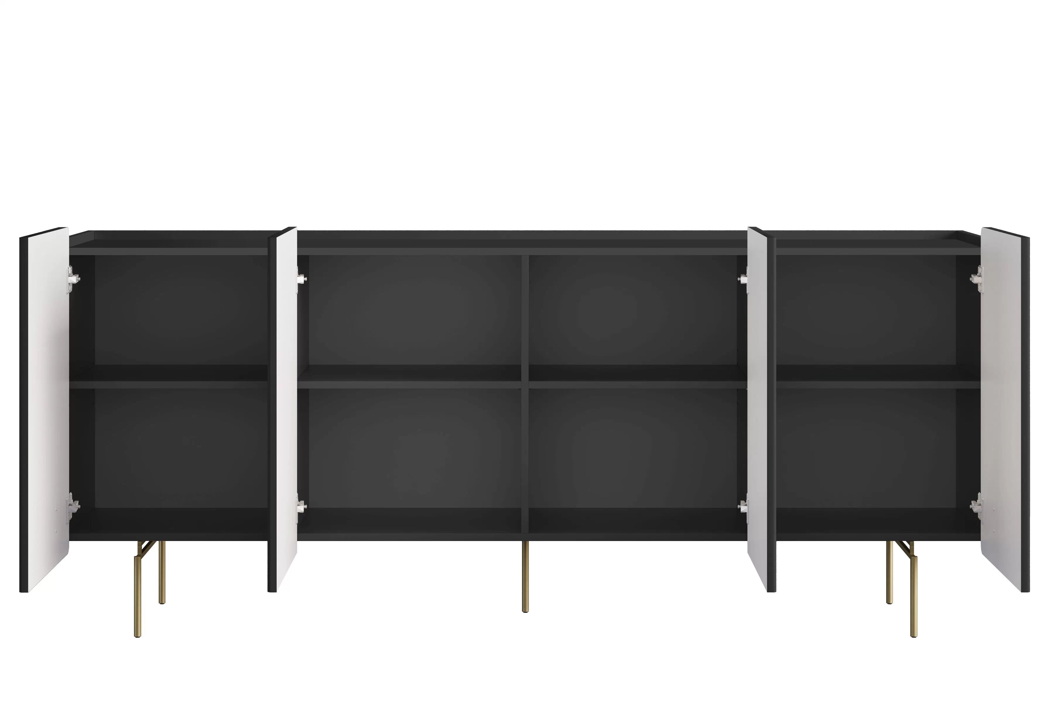 Komoda Malmi 200 cm - černý mat / zlaté nožky Komoda Malmi 200 cm - černá mat / zlote nozki