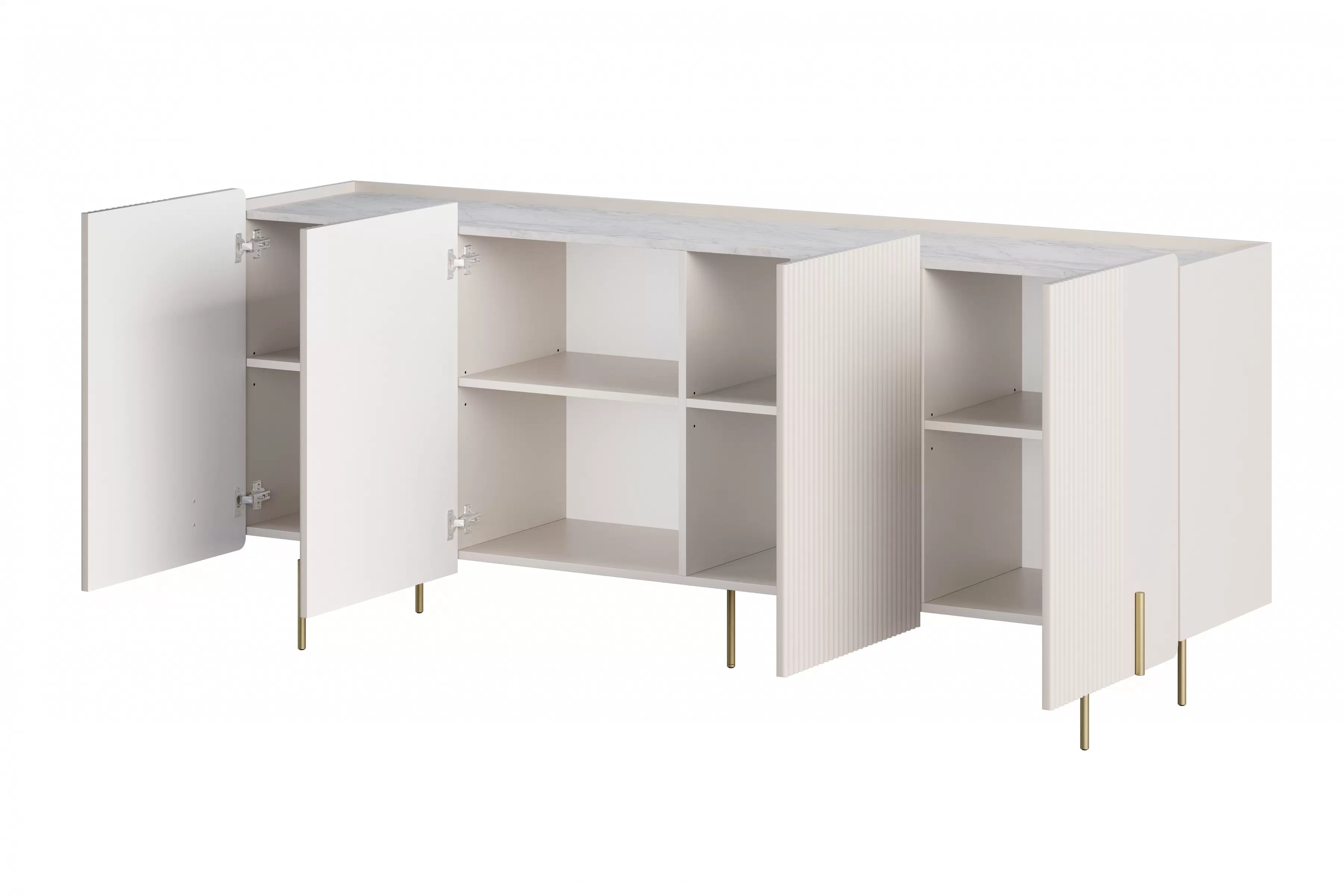 Komoda Malmi 200 cm - kašmír / crema bianca / zlaté nohy Komoda Malmi 200 cm - kašmír / crema bianca / zlote nozki