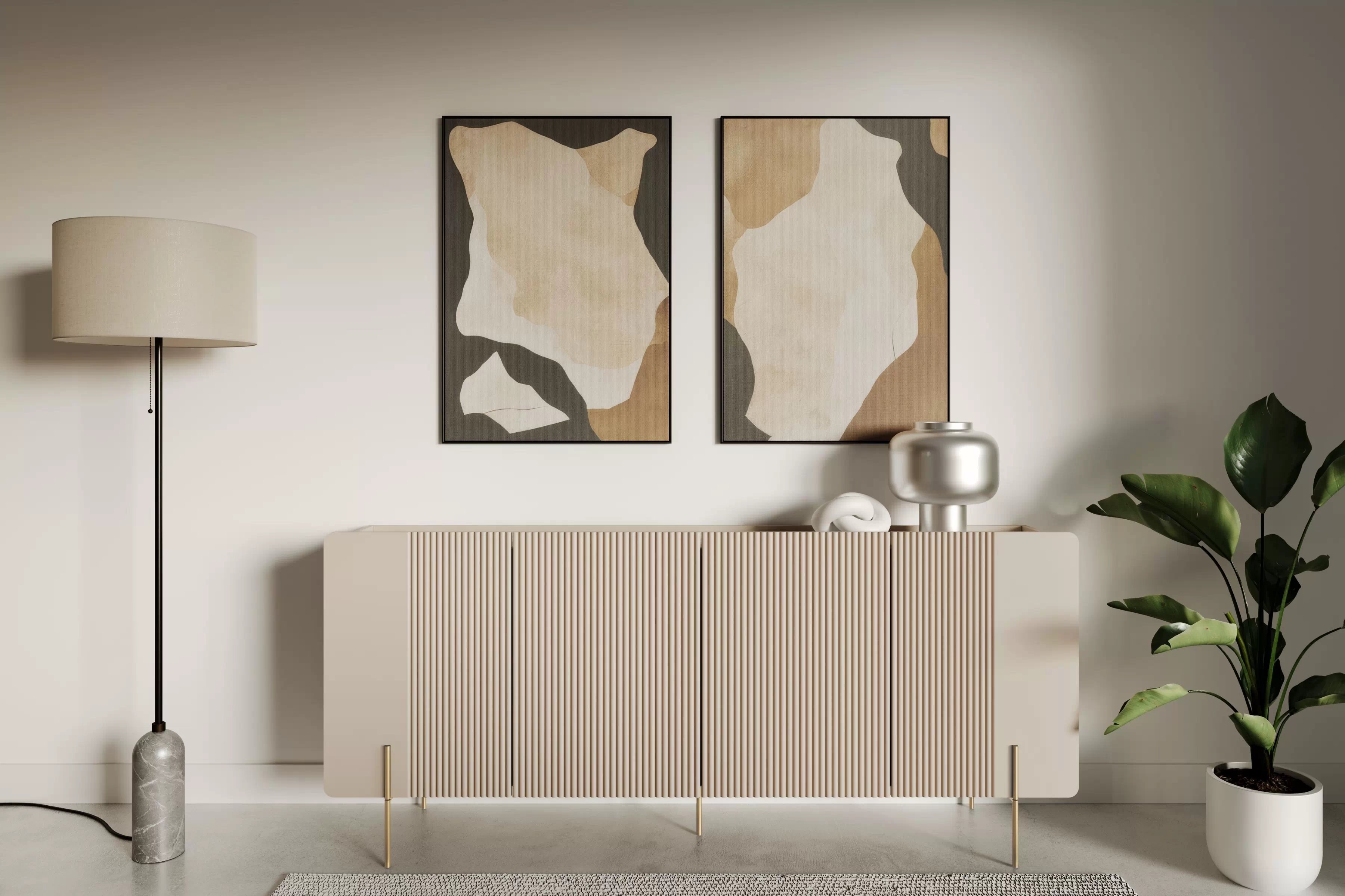 Komoda Malmi 200 cm - kašmírová / zlatá Komoda Malmi 200 cm - kašmír / zlote nozki