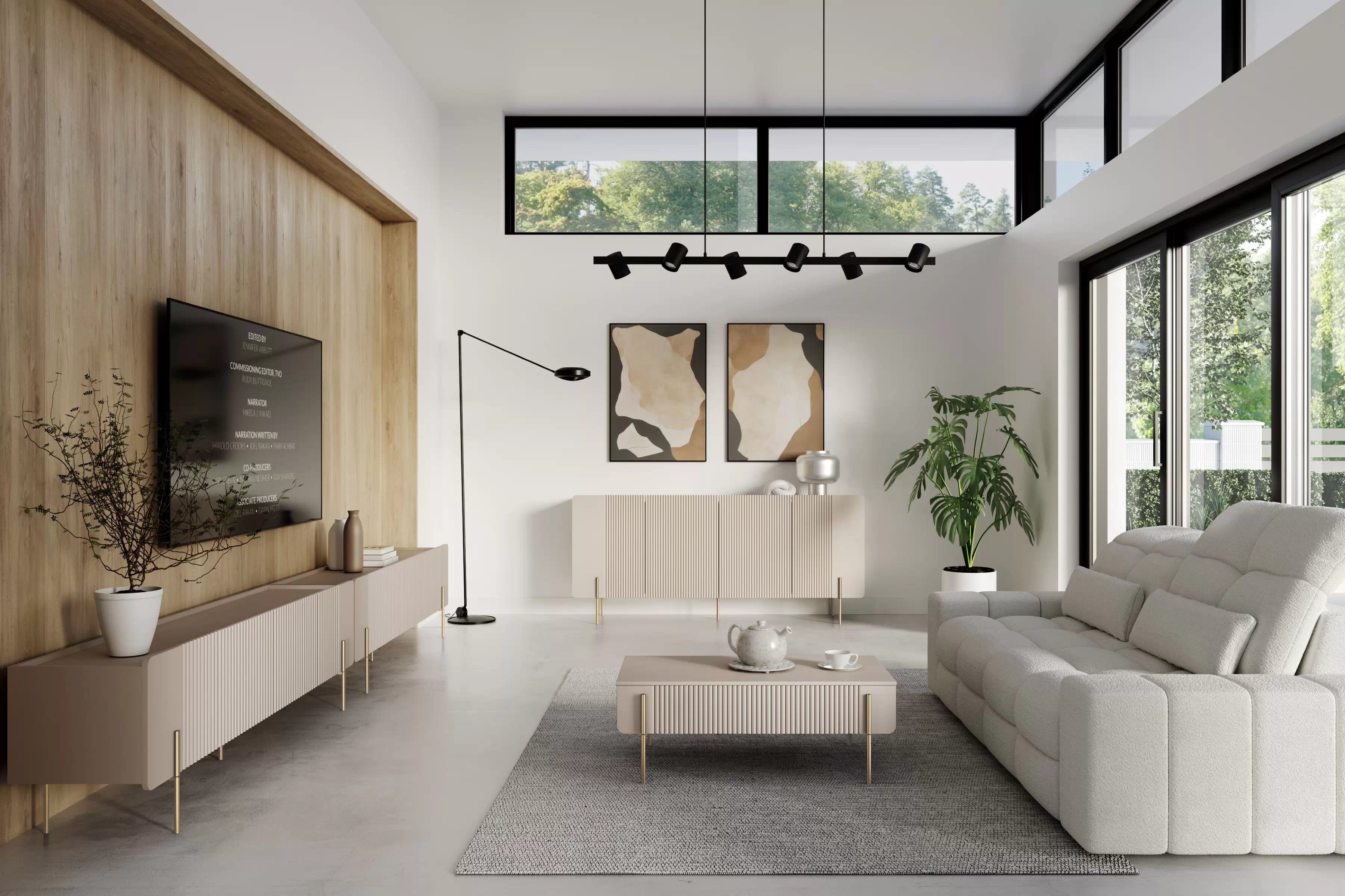 Komoda Malmi 200 cm - kašmírová / zlatá Komoda Malmi 200 cm - kašmír / zlote nozki