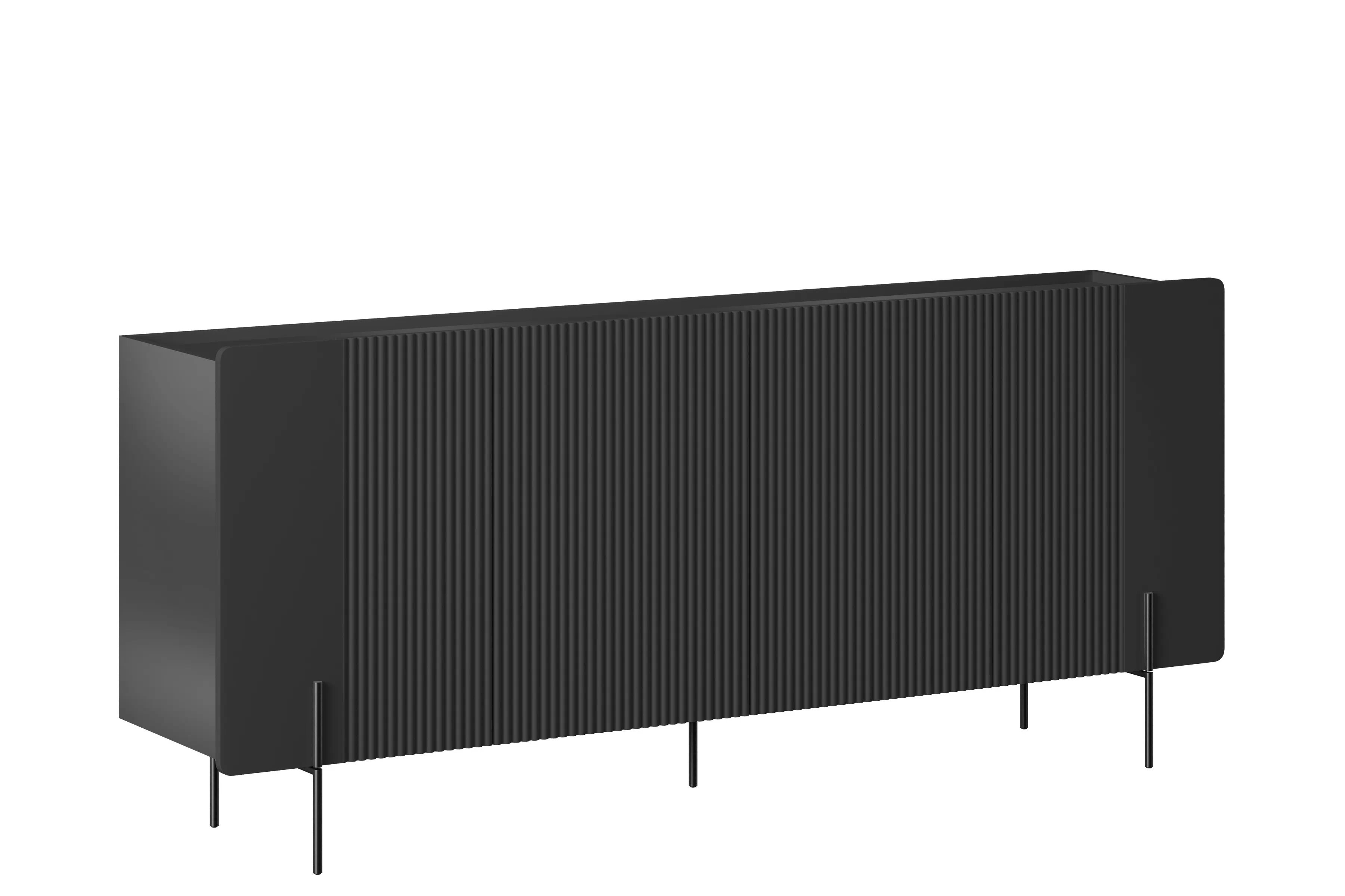 Komoda Malmi 200 cm čtyřdveřová - černý mat / černé nohy Komoda Malmi 200 cm čtyřdveřová - černá mat / černá nozki