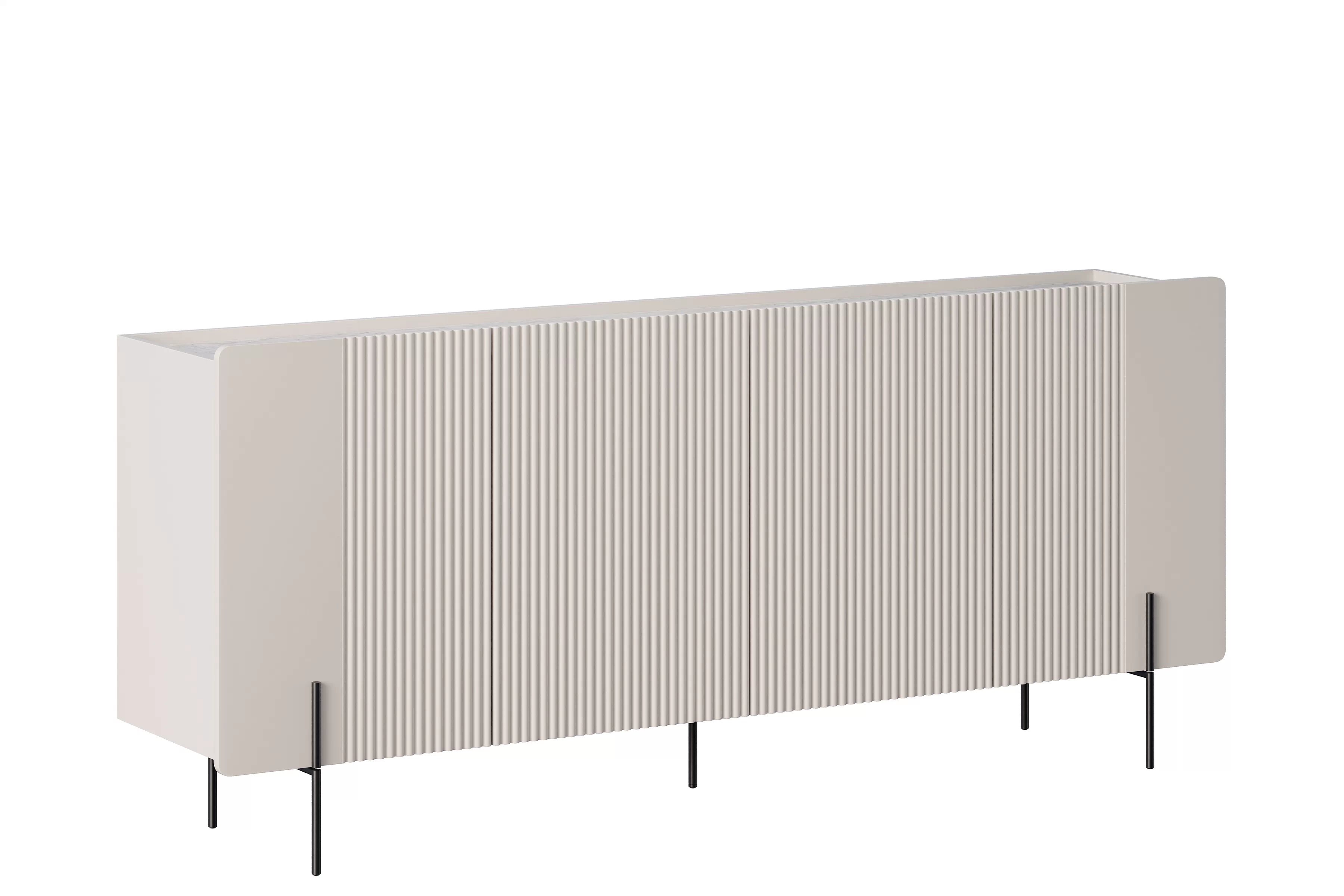 Komoda Malmi 200 cm čtyřdveřová - kašmír / crema bianca / černé nohy Komoda Malmi 200 cm čtyřdveřová - kašmír / crema bianca / černá nozki