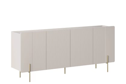 Komoda Malmi 200 cm čtyřdveřová - kašmír / crema bianca / zlaté nohy