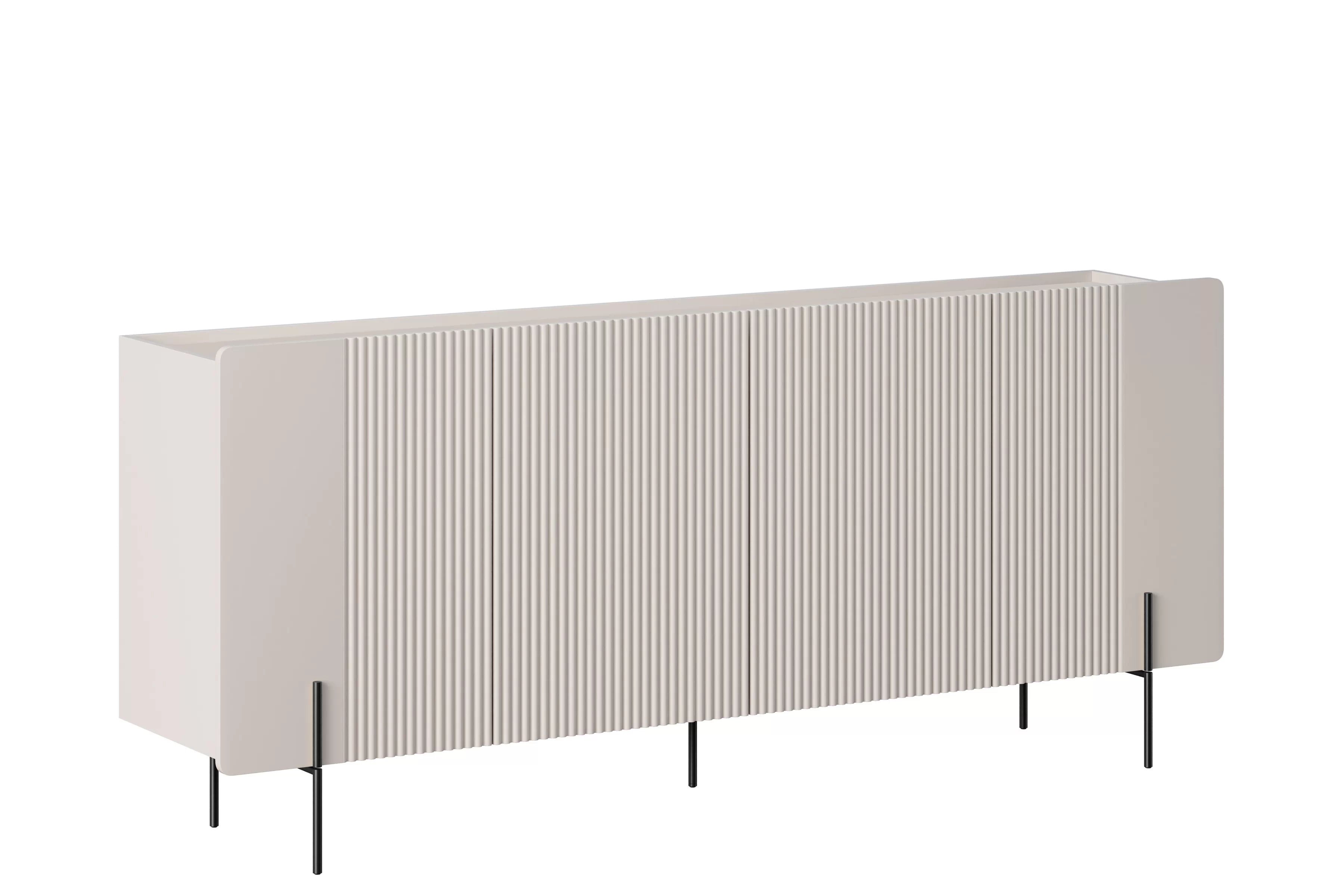 Komoda Malmi 200 cm čtyřdveřová - kašmír / černé nohy Komoda Malmi 200 cm čtyřdveřová - kašmír / černá nozki