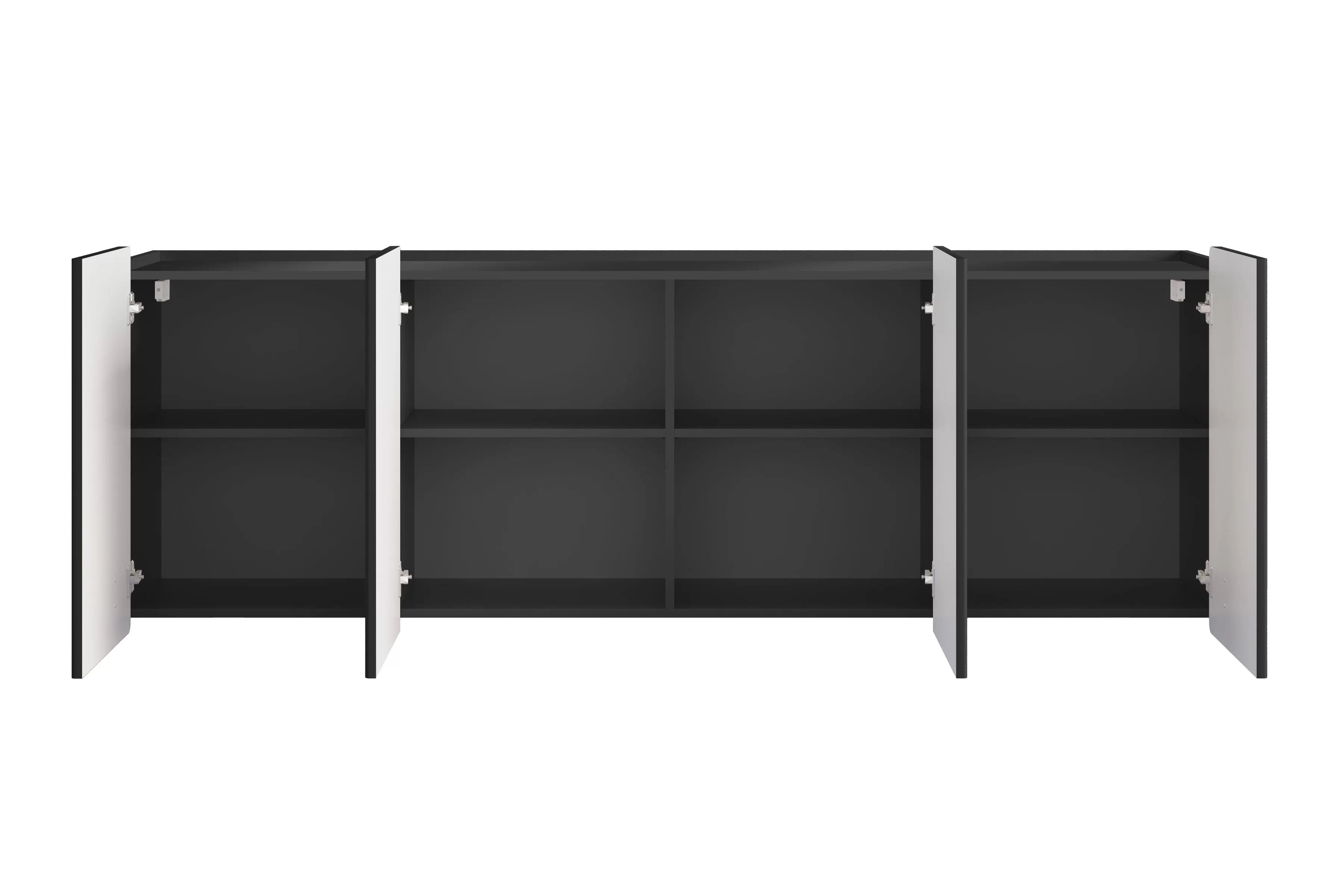 Závesná komoda Malmi 200 cm - čierny mat / čierna Komoda Malmi 200 cm závesná - Čierny mat / Čierny