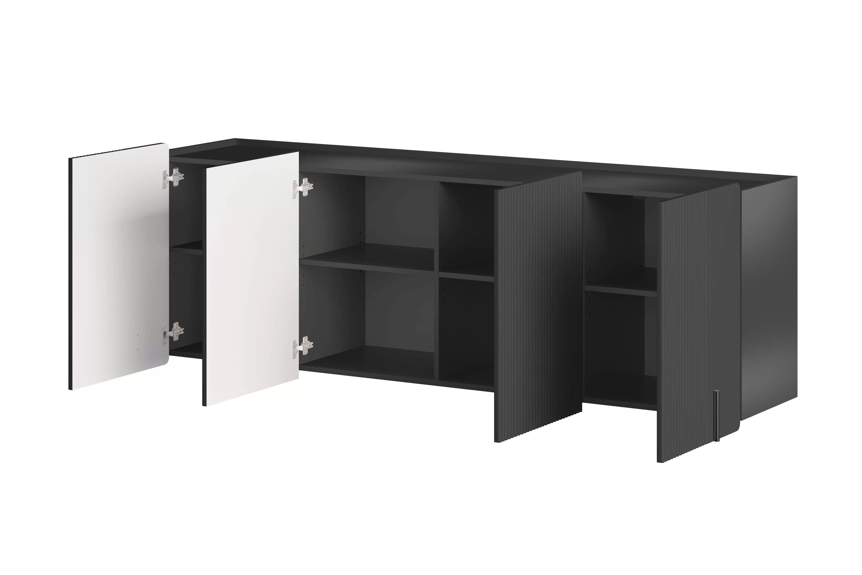 Závesná komoda Malmi 200 cm - čierny mat / čierna Komoda Malmi 200 cm závesná - Čierny mat / Čierny