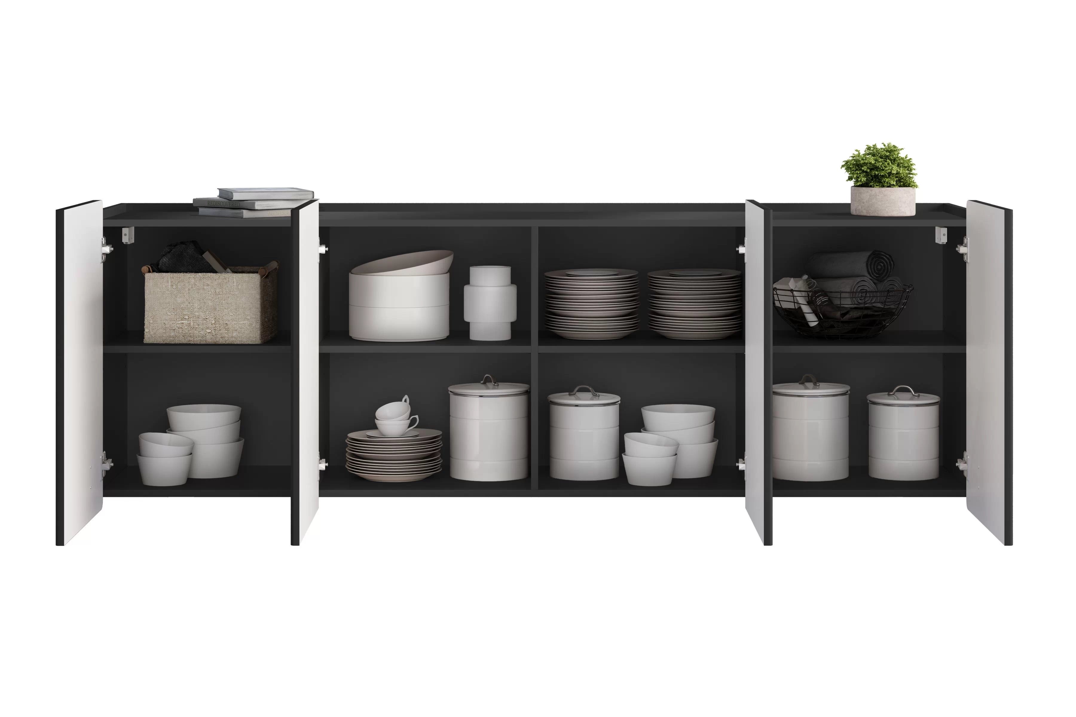 Závesná komoda Malmi 200 cm - čierny mat / čierna Komoda Malmi 200 cm závesná - Čierny mat / Čierny