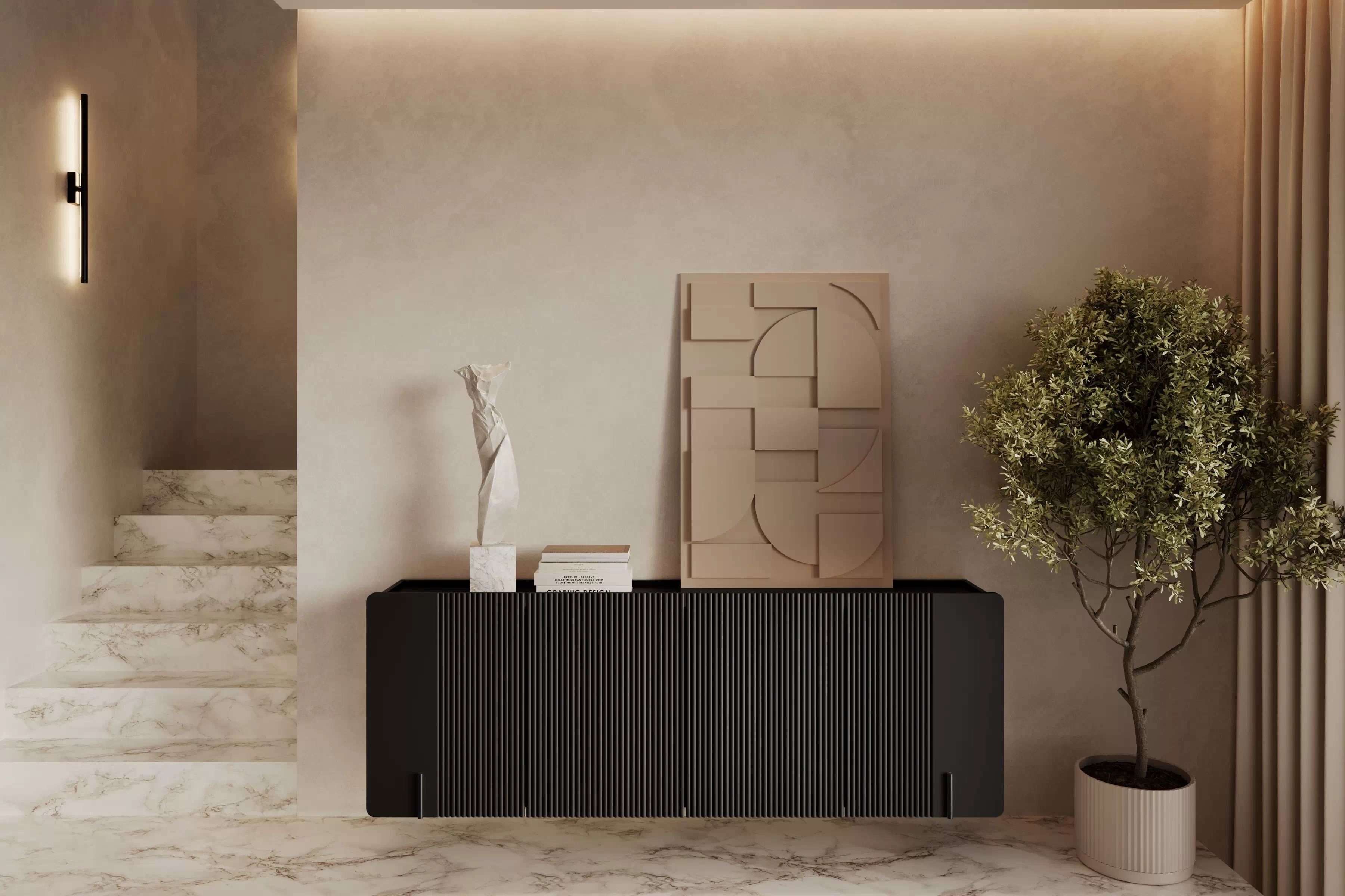 Závesná komoda Malmi 200 cm - čierny mat / čierna Komoda Malmi 200 cm závesná - Čierny mat / Čierny