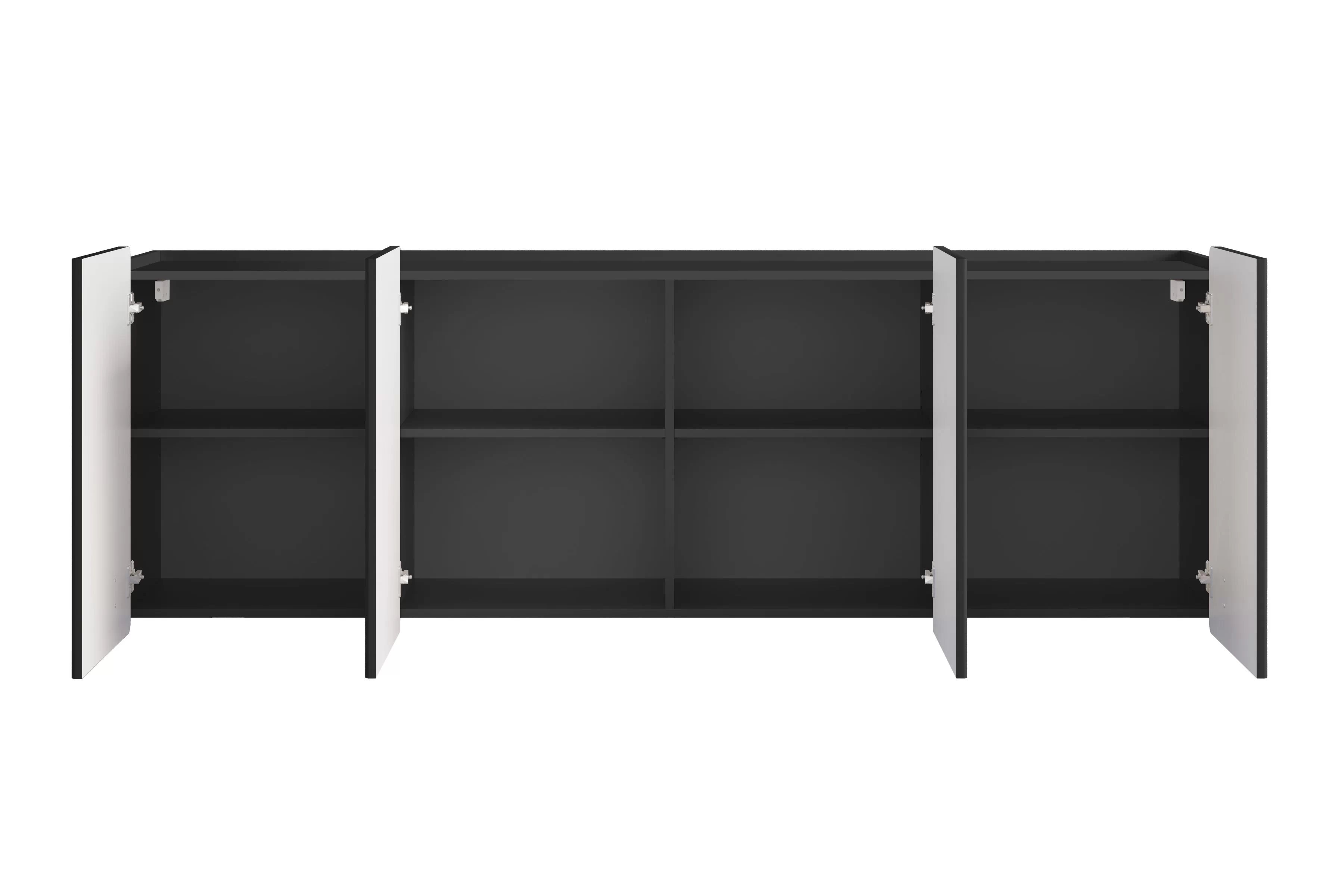 Závěsná komoda Malmi 200 cm - černý mat / zlatá Komoda Malmi 200 cm závěsná - černá mat / zlatá