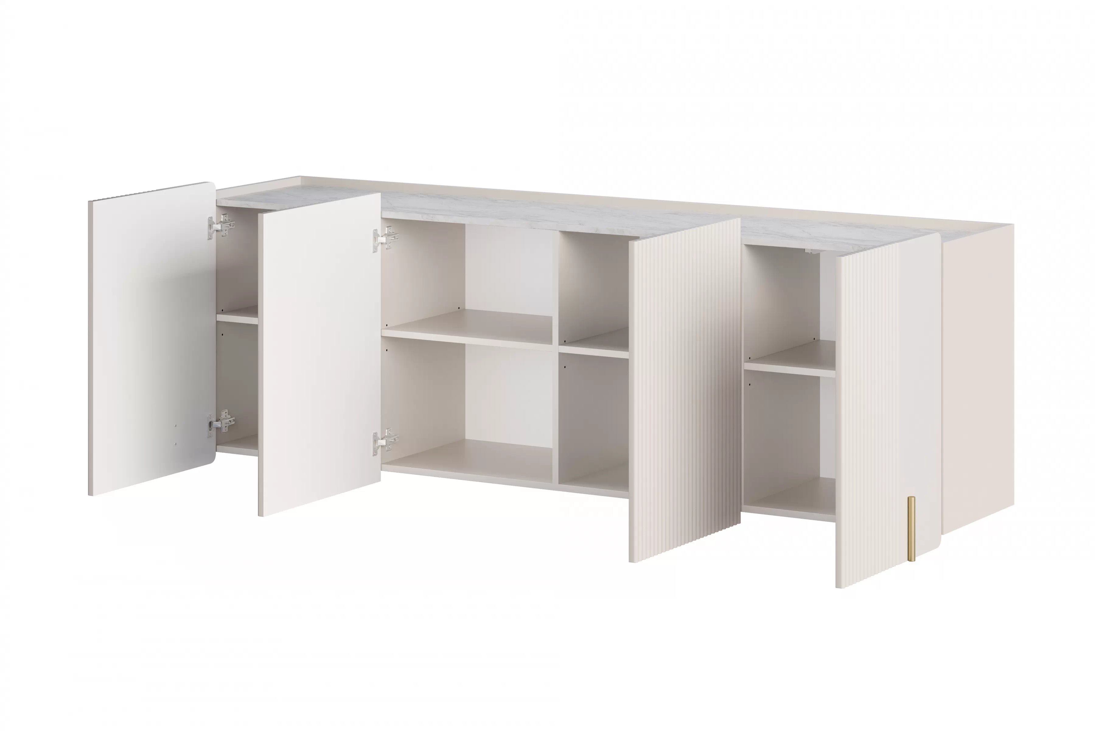 Závěsná komoda Malmi 200 cm - kašmírová / crema bianca / zlatá Komoda Malmi 200 cm závěsná - kašmír / crema bianca / zlatá