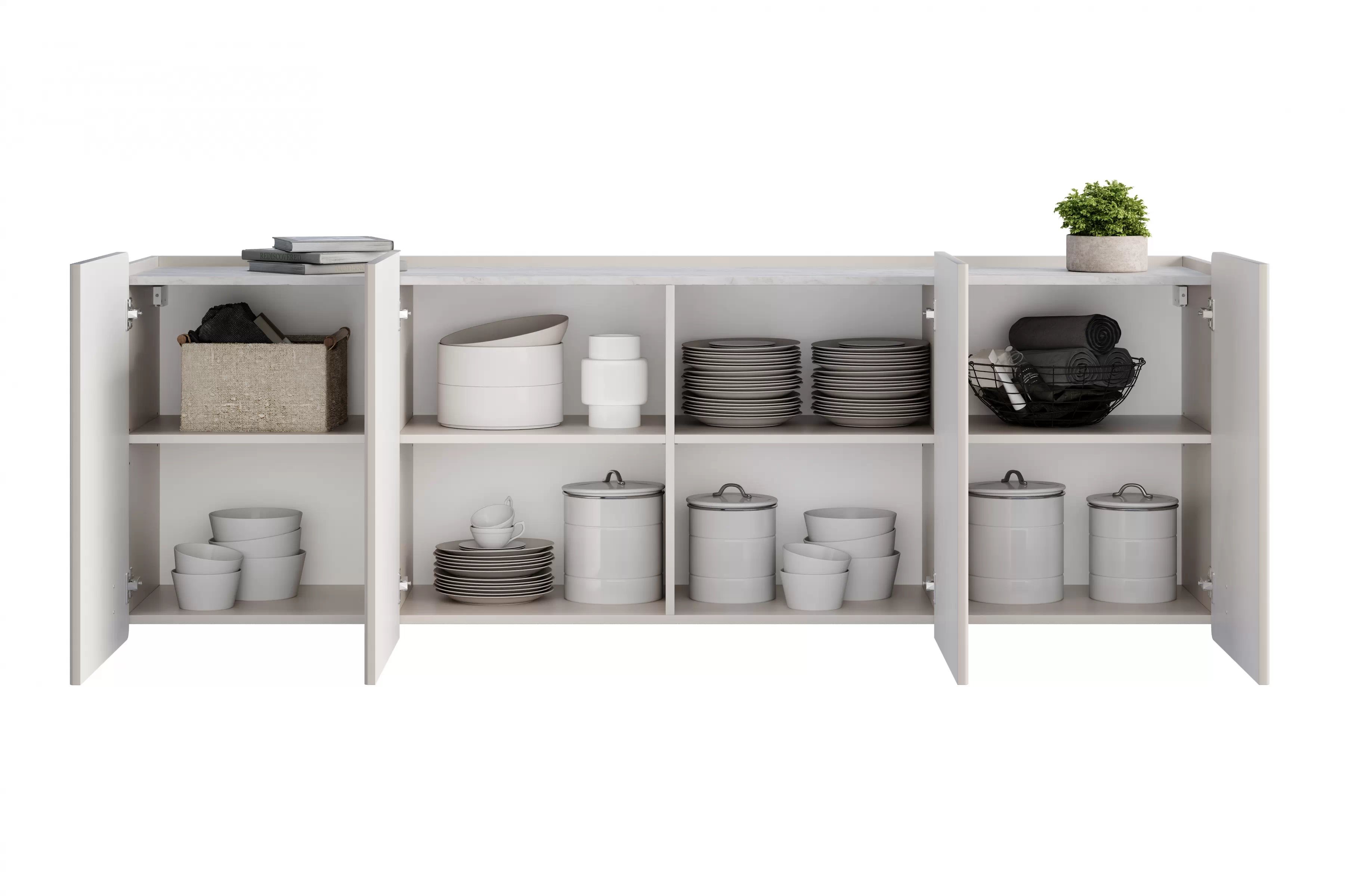 Závěsná komoda Malmi 200 cm - kašmírová / crema bianca / zlatá Komoda Malmi 200 cm závěsná - kašmír / crema bianca / zlatá