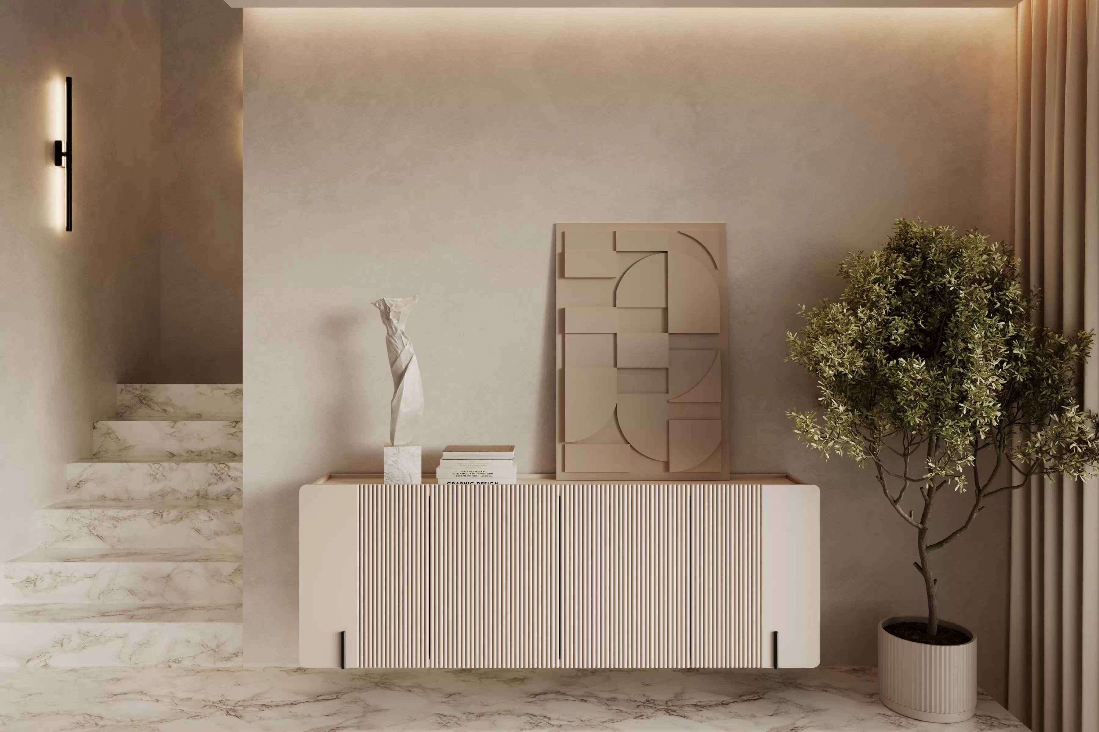 Závesná komoda Malmi 200 cm - kašmírová / čierna Komoda Malmi 200 cm závesná - kašmír / Čierny