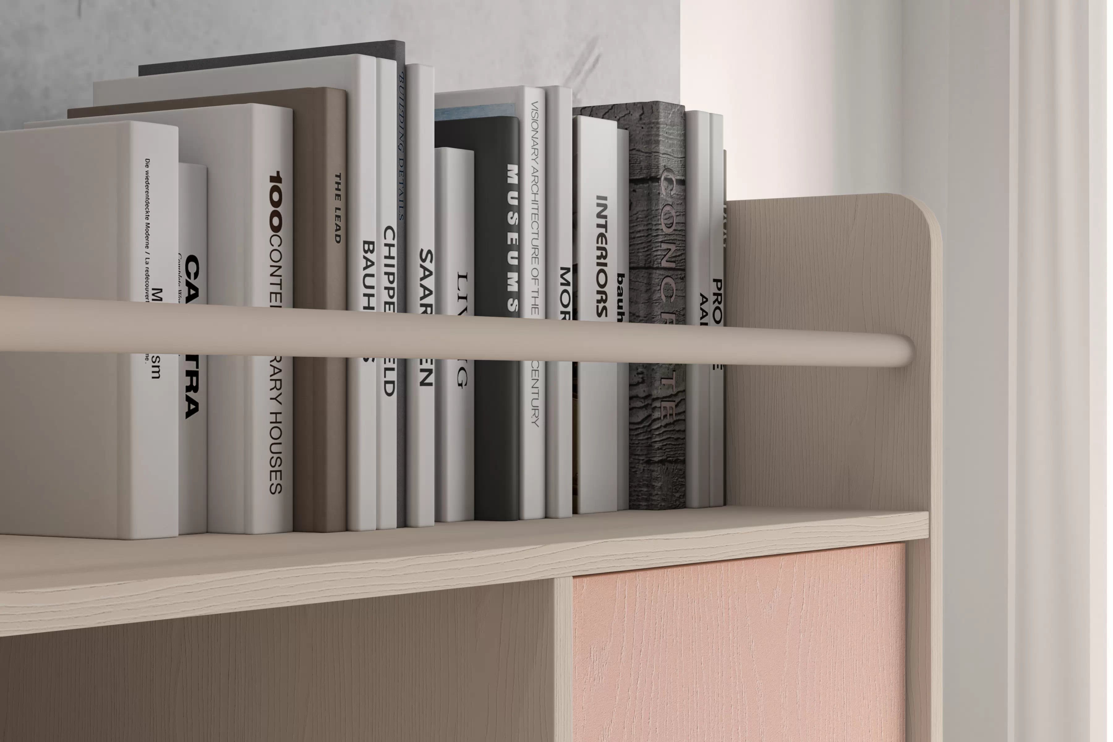 Dětská komoda Marla se zásuvkou 80 cm - pouštní písek / růžová Komoda Marla 80 cm z szuflada - piasek pustyni / millenial pink