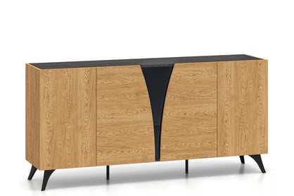 Päťdverová komoda Natina 170 cm - dub baltic dune / jaseň portland čierny Komoda Natina 170 cm pieciodrzwiowa - Dub baltic dune / Jaseň portland Čierny