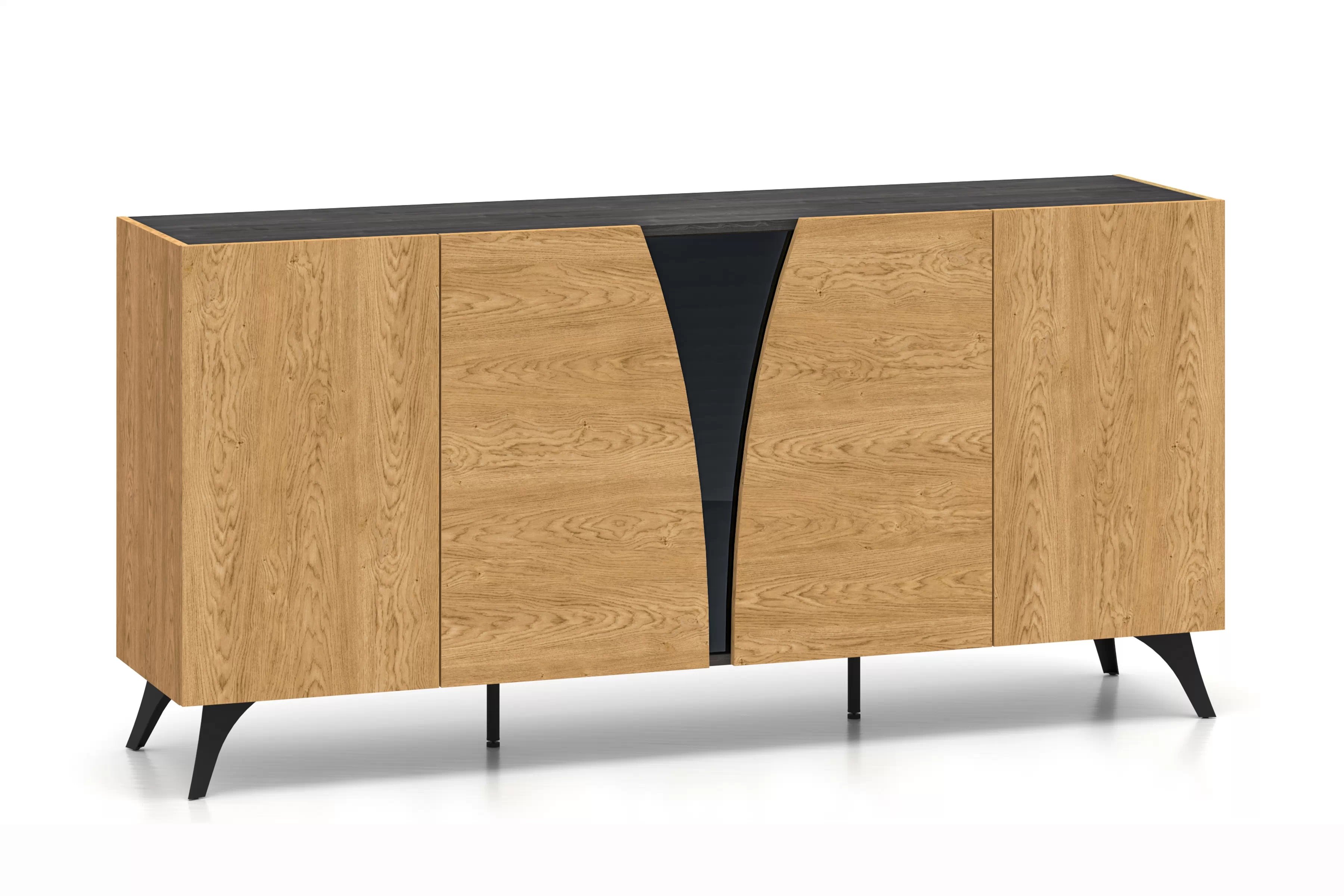 Päťdverová komoda Natina 170 cm - dub baltic dune / jaseň portland čierny Komoda Natina 170 cm pieciodrzwiowa - Dub baltic dune / Jaseň portland Čierny