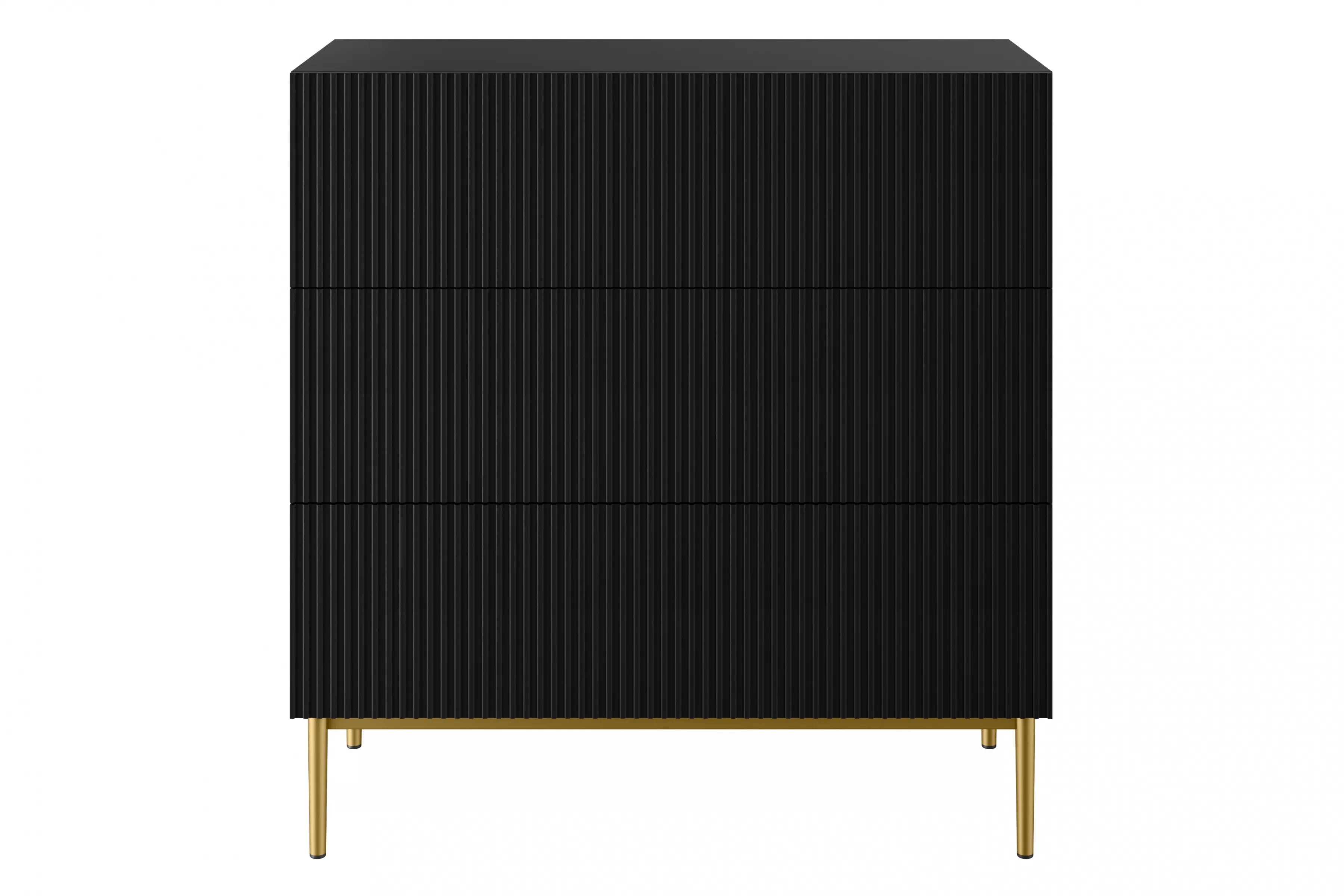 Komoda Nicole 100 cm se zásuvkami - černý mat / zlaté nožky Komoda Nicole 100 cm se třemi  zásuvkami i metalowymi nogami - černá mat / zlote nozki