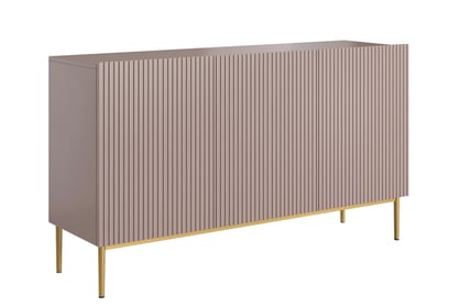 Antická ružová komoda Nicole 150 cm s tromi dverami - zlaté nožičky Komoda Nicole 150 cm trojdverová - antický Ružová / zlote nozki