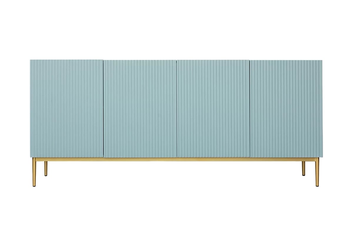 Komoda Nicole 200 cm na kovových nohách - šalvějová / zlaté nožky - Omezená nabídka Komoda